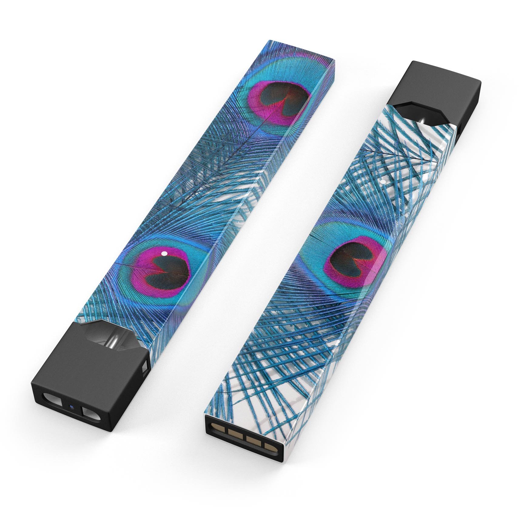 Blue Peacock Premium Decal Skin-Wrap Sticker designed for JUUL vaping device, showcasing vibrant colors and intricate design.