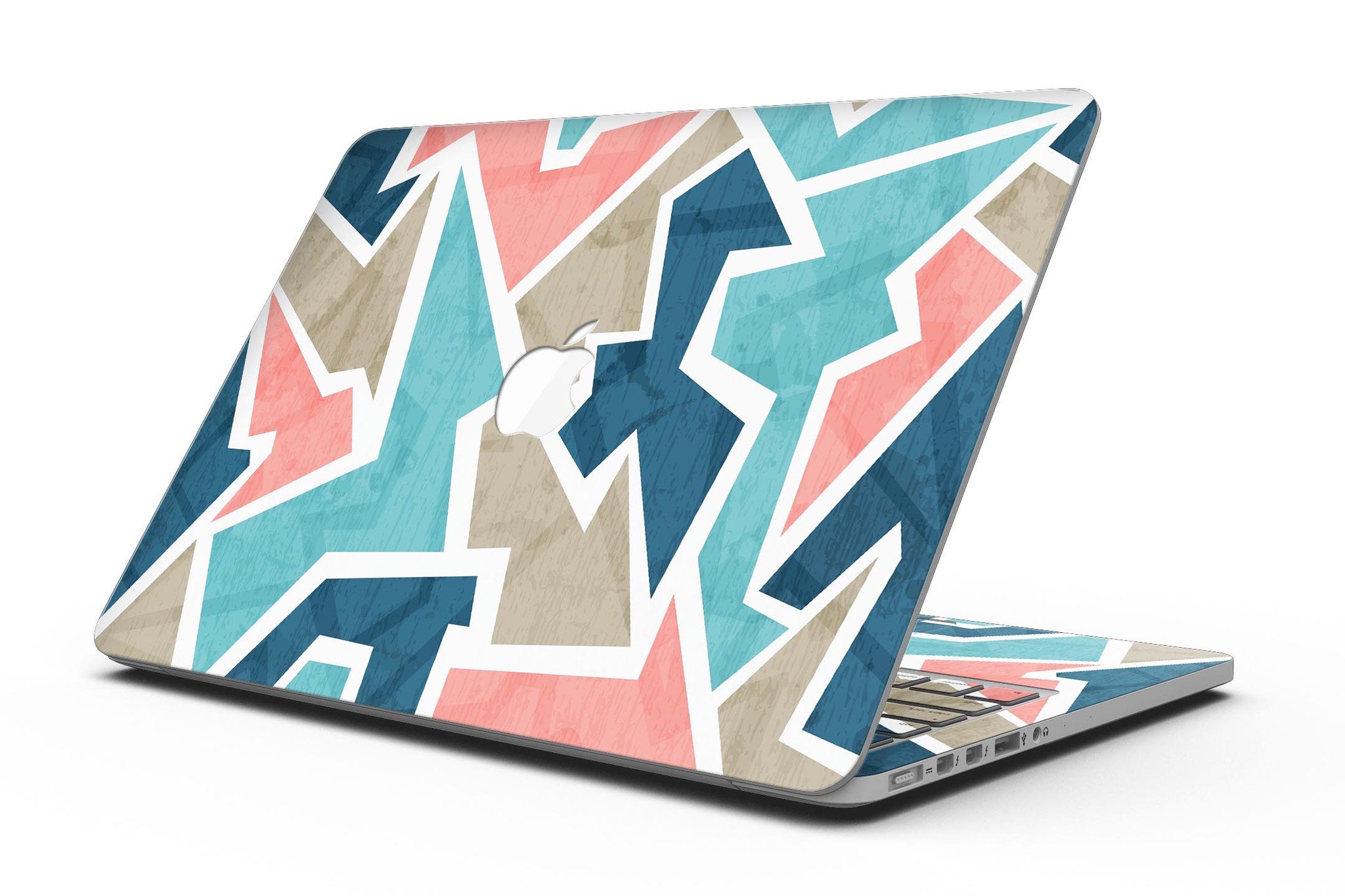 Stylish Blue Pink and Tan Sections skin for MacBook Pro with Retina Display, showcasing vibrant colors and a sleek design.