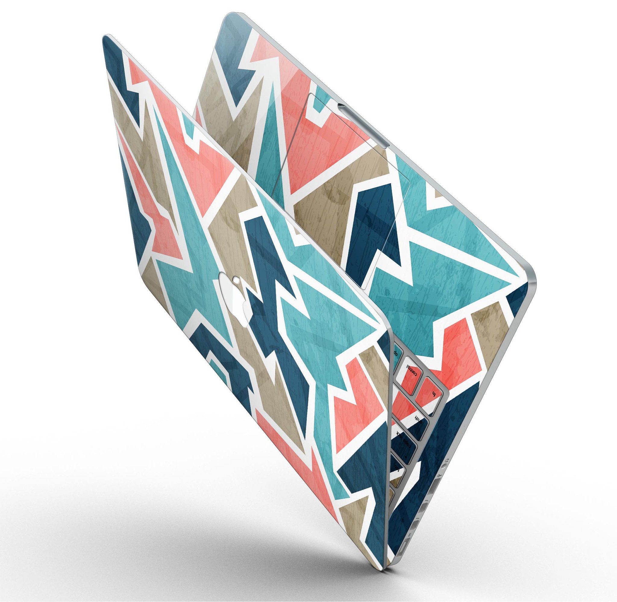 Stylish Blue Pink and Tan Sections skin for MacBook Pro with Retina Display, showcasing vibrant colors and a sleek design.