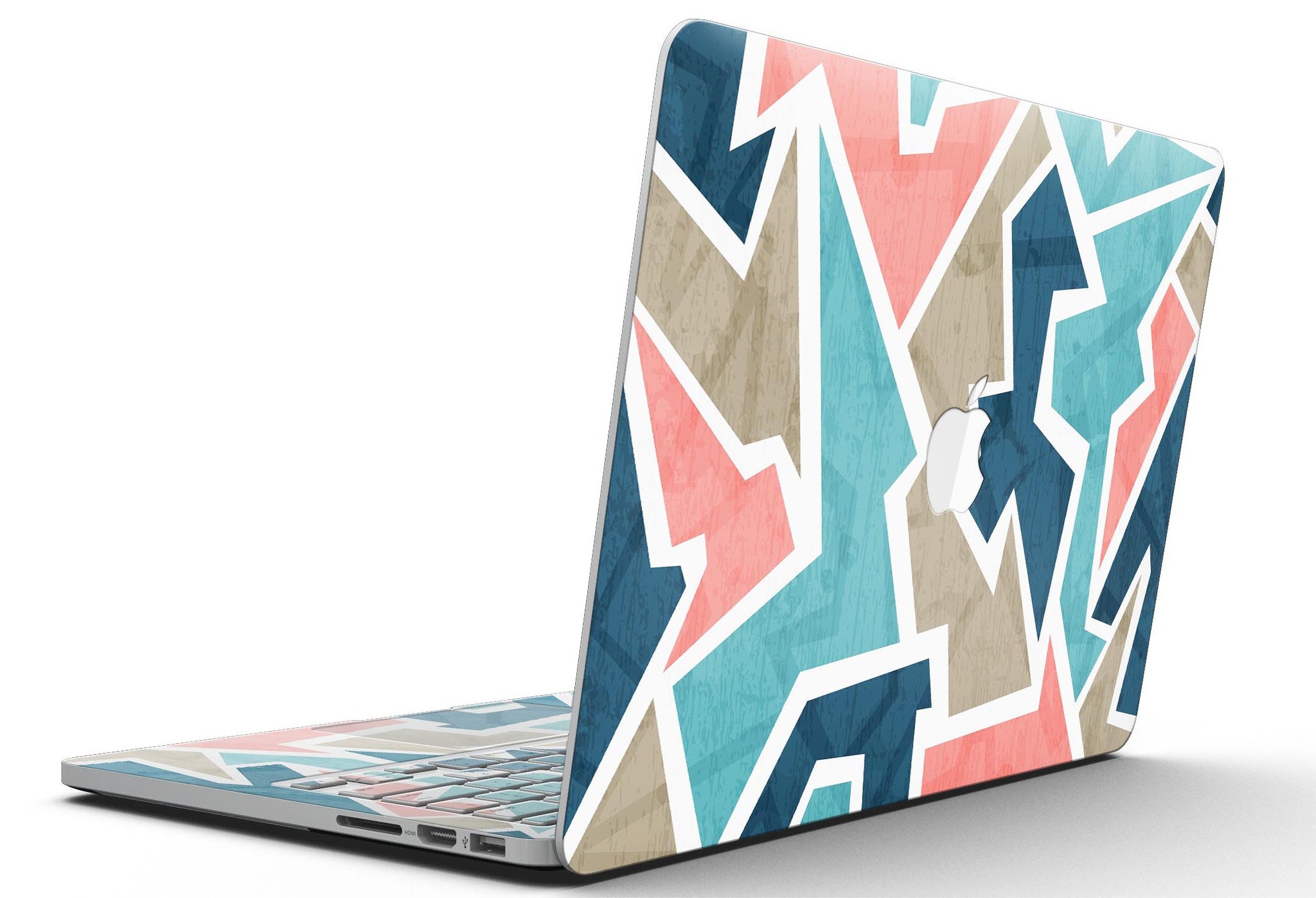 Stylish Blue Pink and Tan Sections skin for MacBook Pro with Retina Display, showcasing vibrant colors and a sleek design.