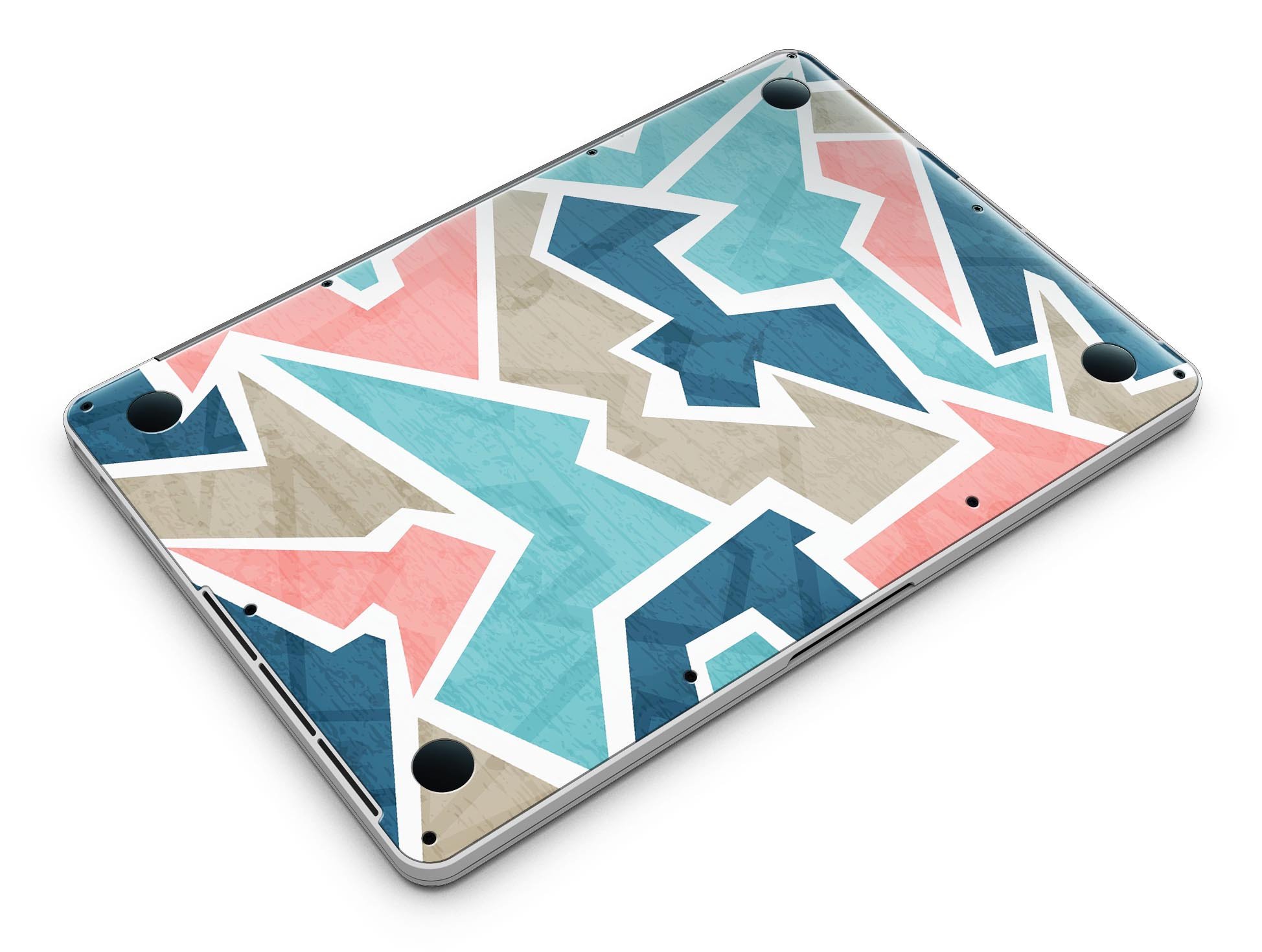 Stylish Blue Pink and Tan Sections skin for MacBook Pro with Retina Display, showcasing vibrant colors and a sleek design.