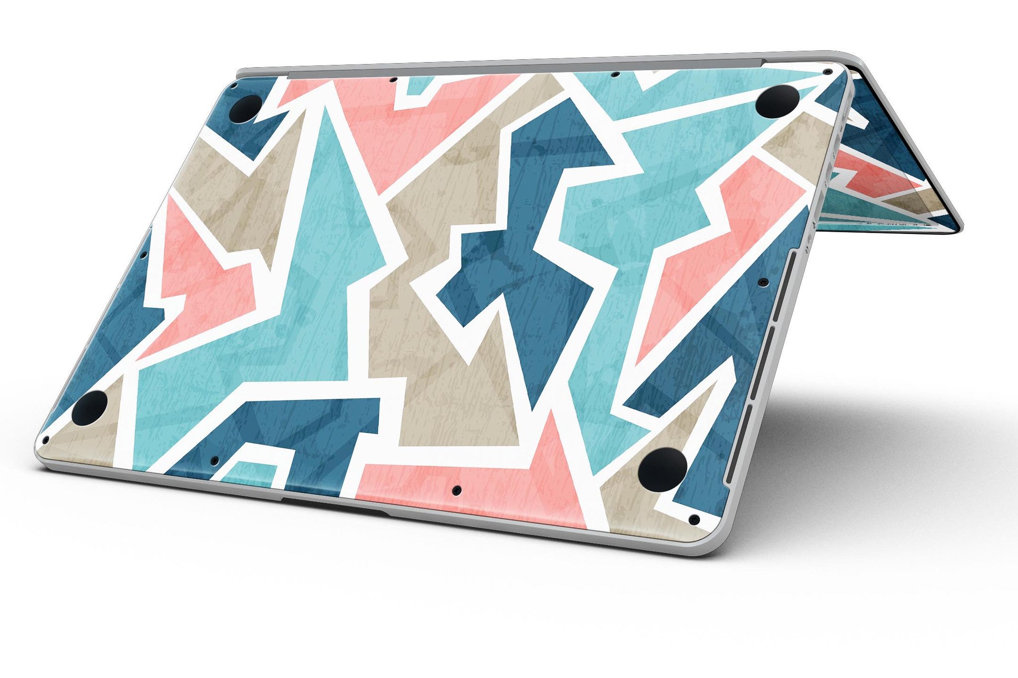 Stylish Blue Pink and Tan Sections skin for MacBook Pro with Retina Display, showcasing vibrant colors and a sleek design.