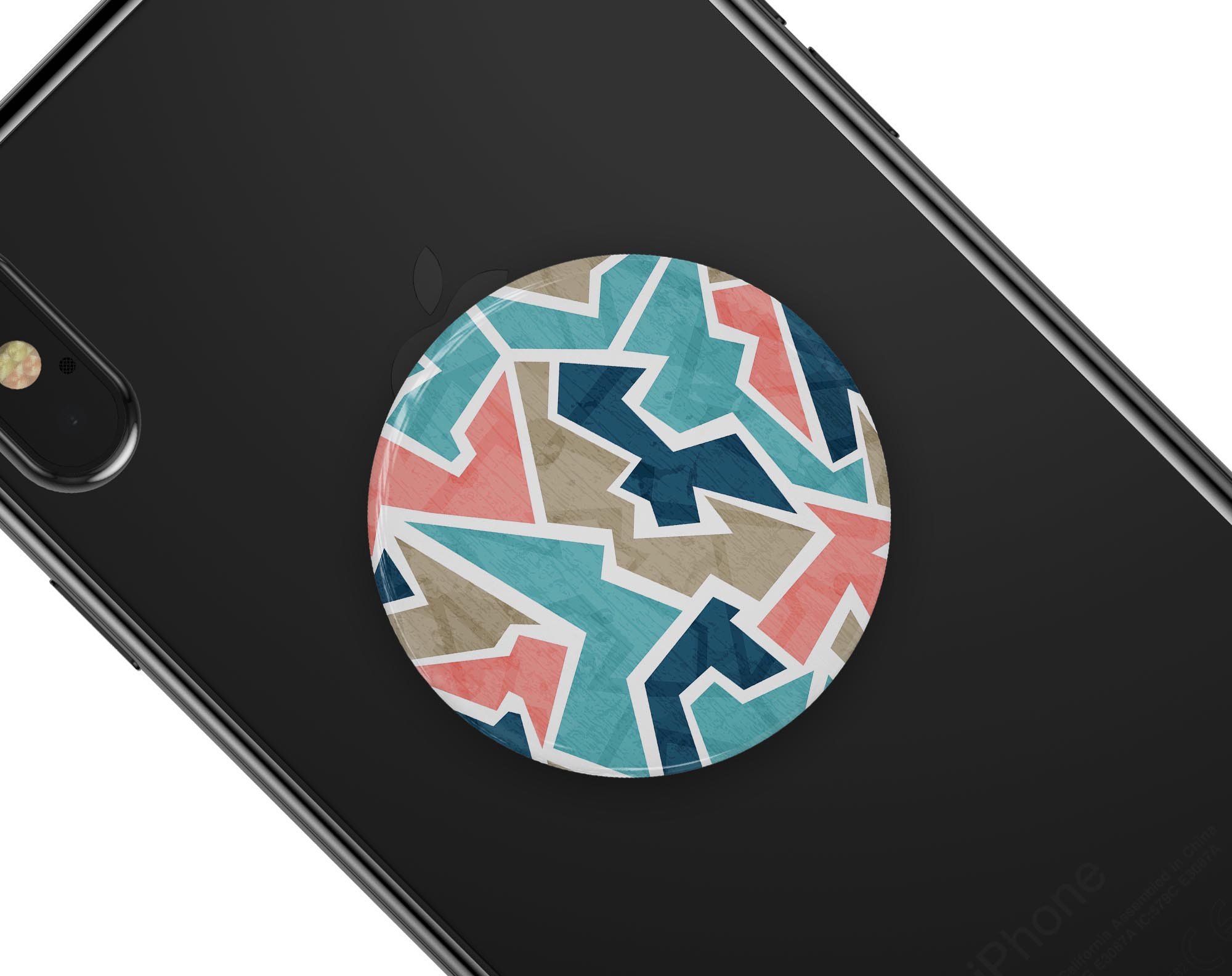 Blue, Pink, and Tan Skin Kit for PopSockets featuring vibrant colors and a premium vinyl finish.