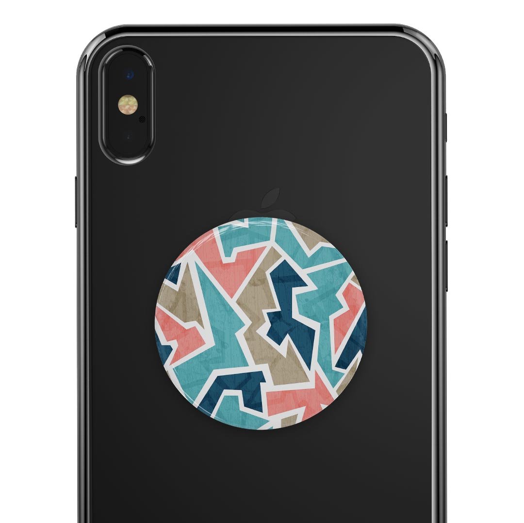 Blue, Pink, and Tan Skin Kit for PopSockets featuring vibrant colors and a premium vinyl finish.