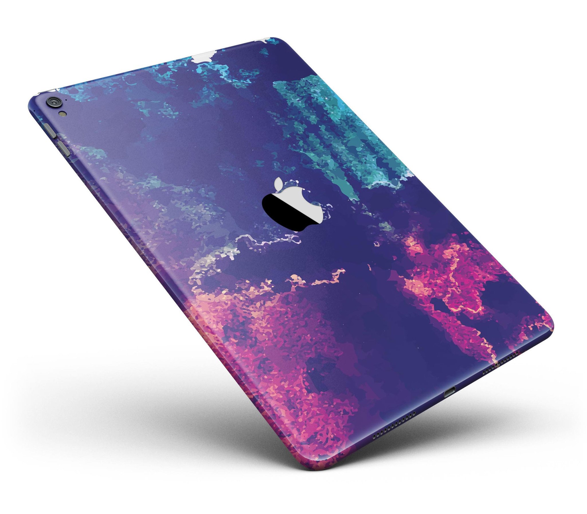 Blue and purple grunge full body skin for iPad Pro, showcasing vibrant colors and stylish design.