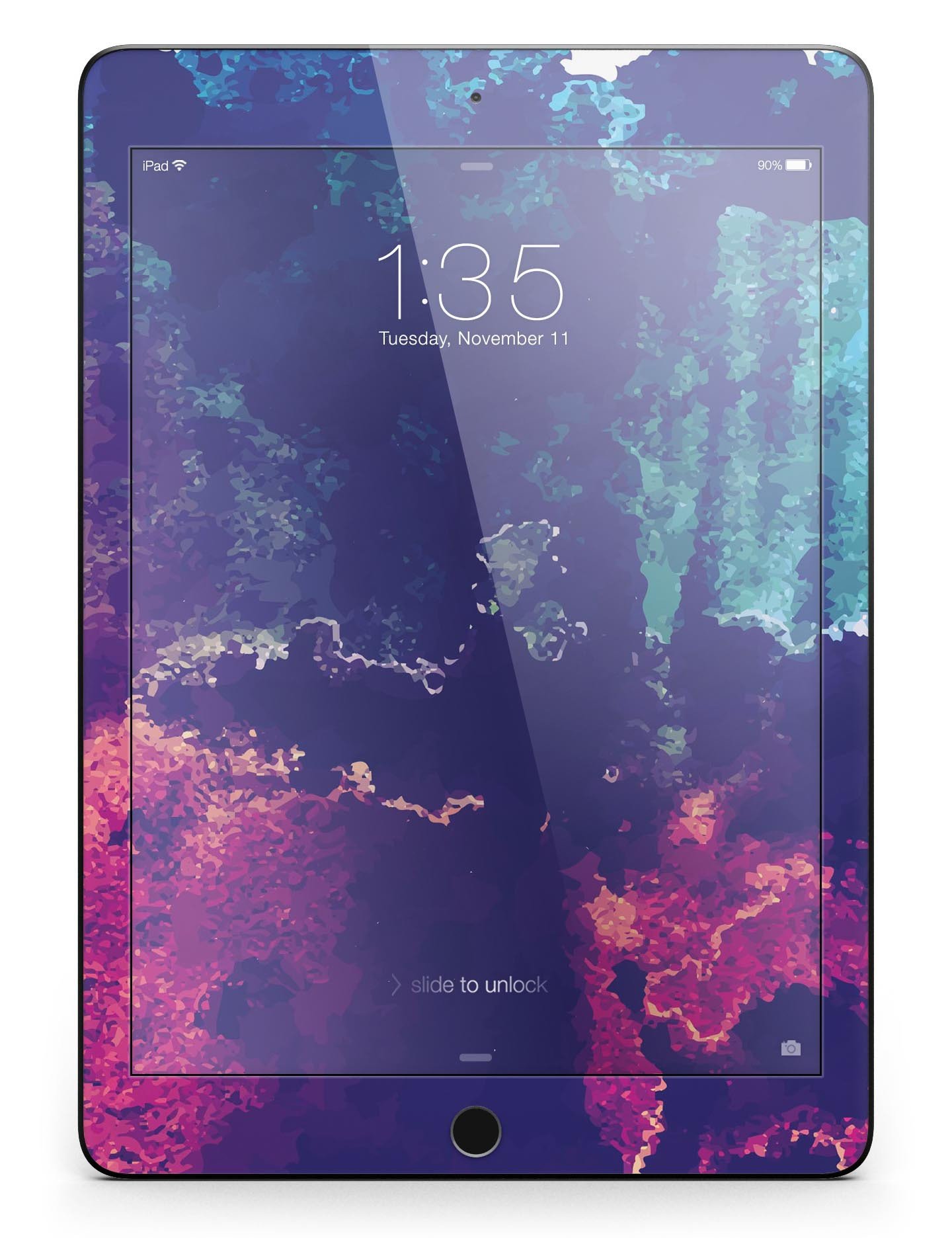 Blue and purple grunge full body skin for iPad Pro, showcasing vibrant colors and stylish design.