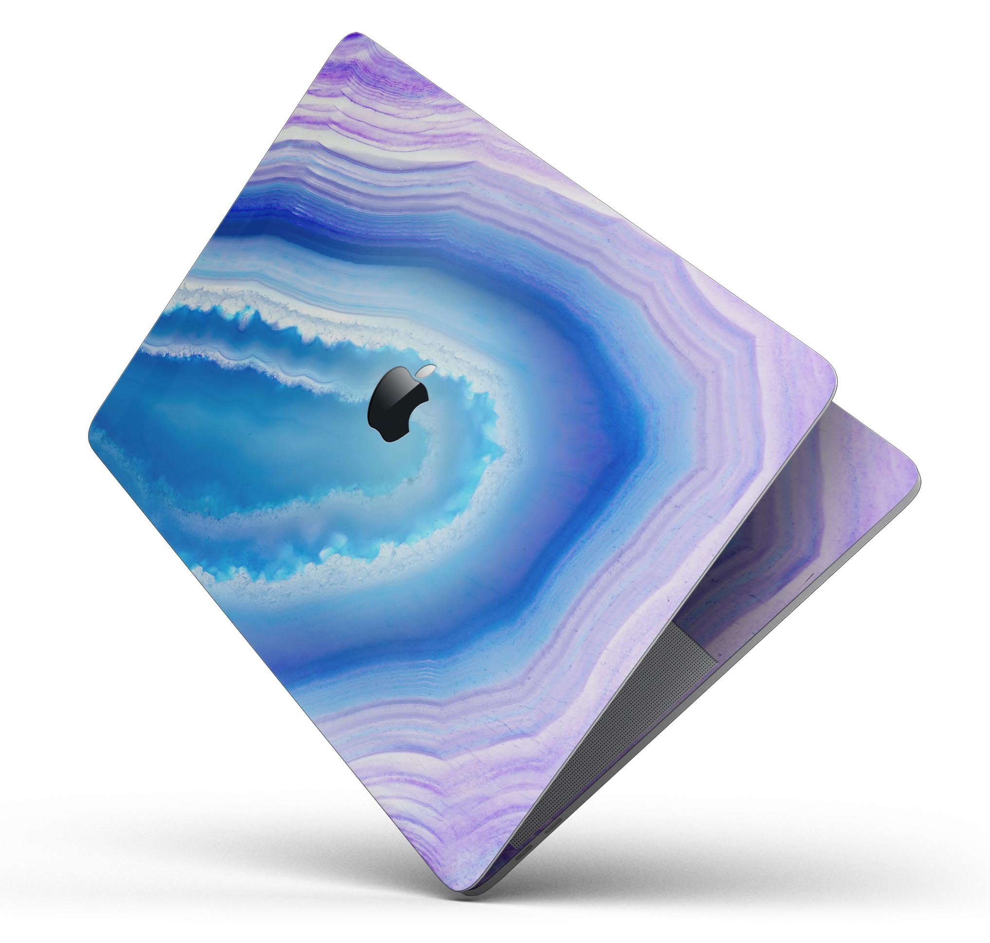 Blue and purple hue agate skin decal wrap kit for MacBook, showcasing vibrant colors and a sleek design.