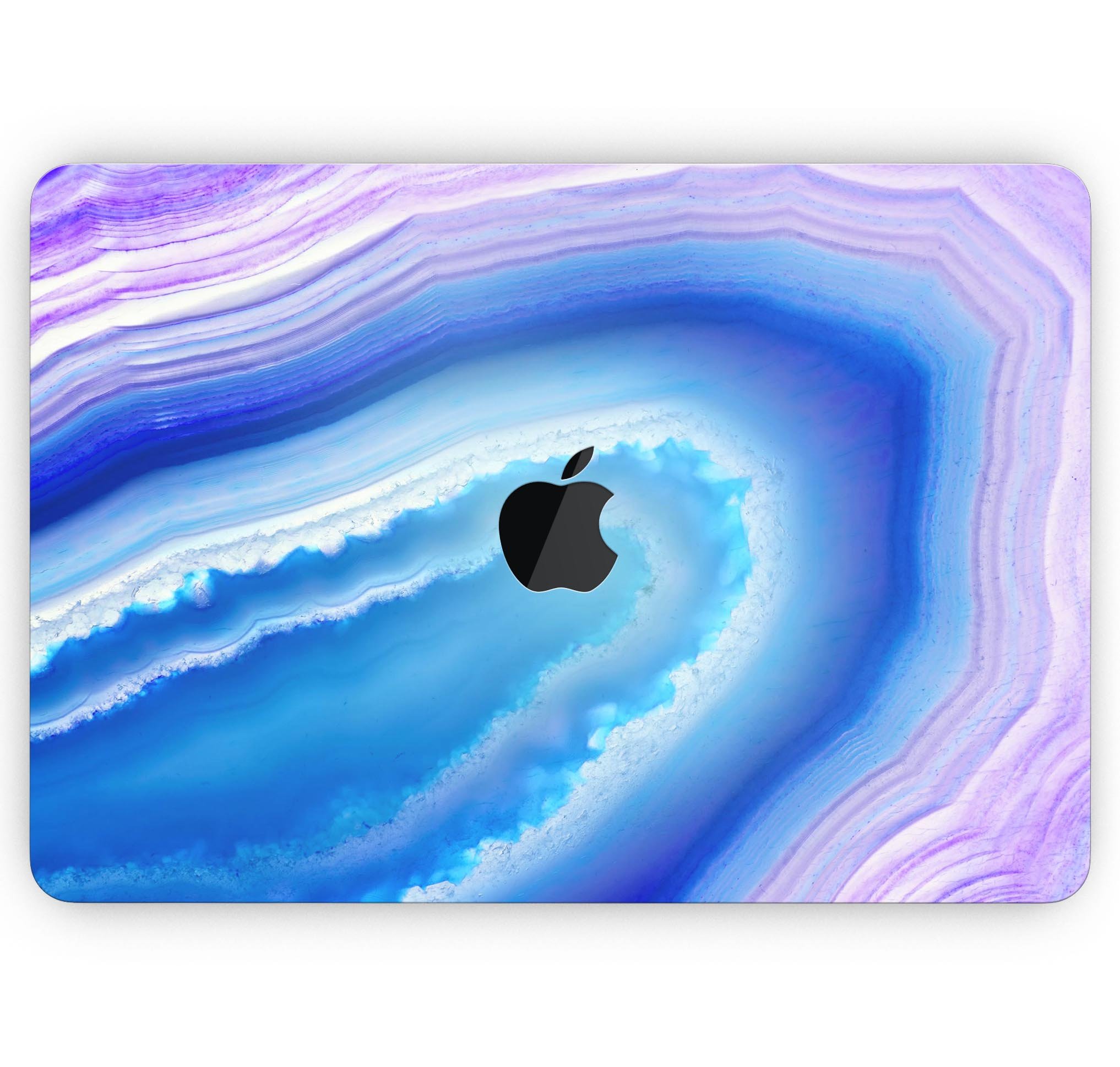 Blue and purple hue agate skin decal wrap kit for MacBook, showcasing vibrant colors and a sleek design.