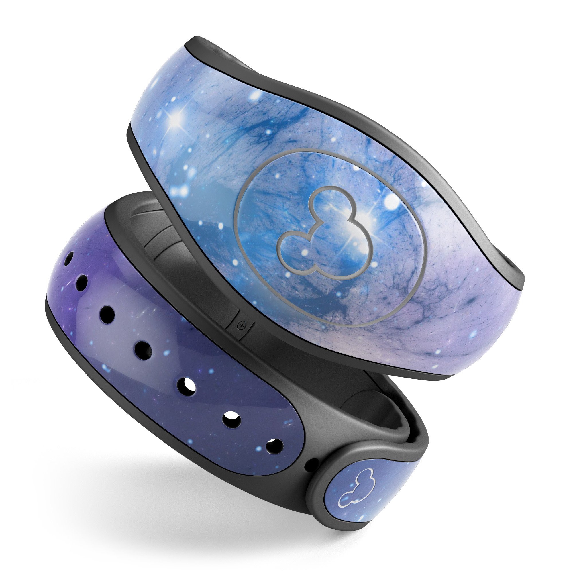 Blue and purple mixed universe decal skin wrap kit for Disney Magic Band, showcasing vibrant colors and a cosmic design.