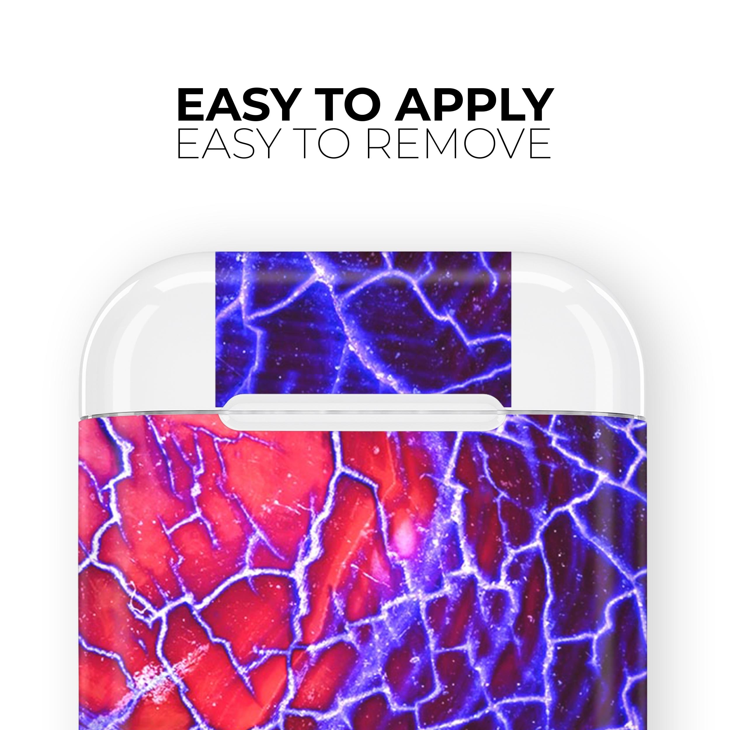 Blue Red Dragon Vein Agate skin decal wrap kit for Apple AirPods, showcasing vibrant colors and intricate patterns.