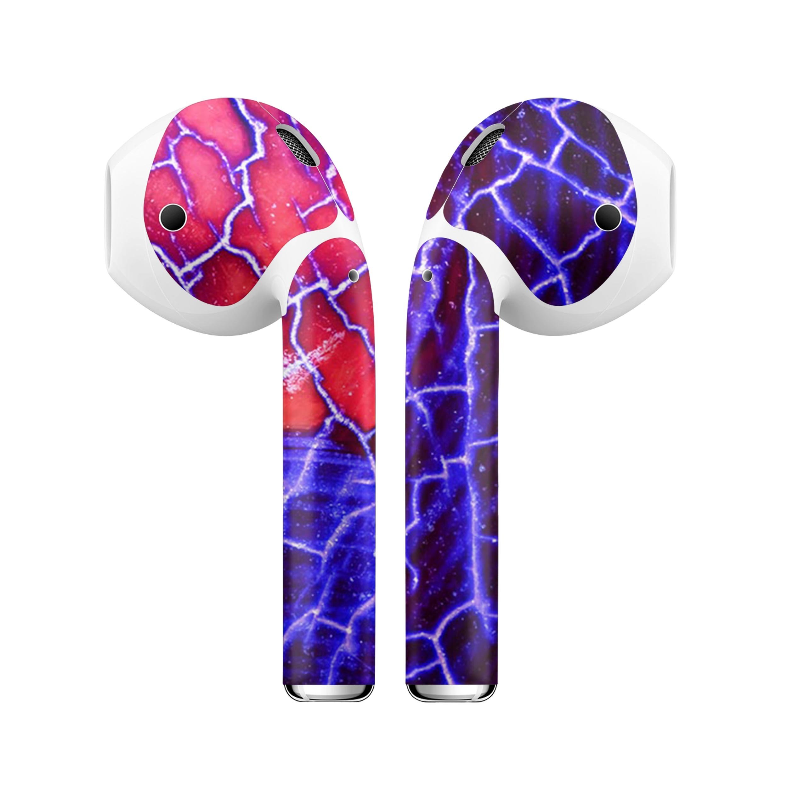 Blue Red Dragon Vein Agate skin decal wrap kit for Apple AirPods, showcasing vibrant colors and intricate patterns.