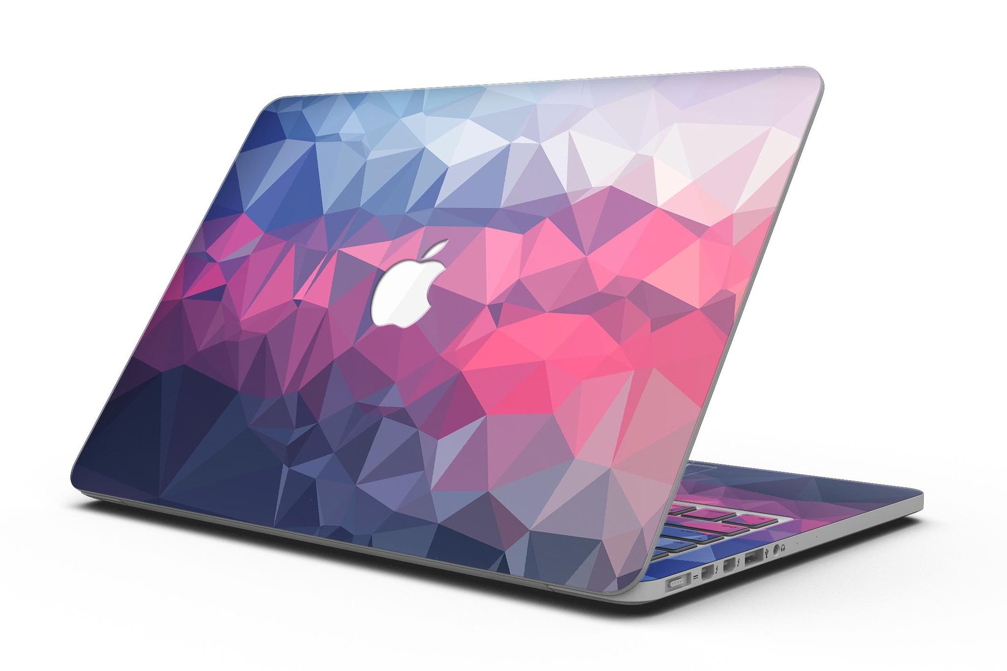 Blue Red Purple Geometric skin for MacBook Pro with Retina Display, showcasing vibrant colors and a sleek design.