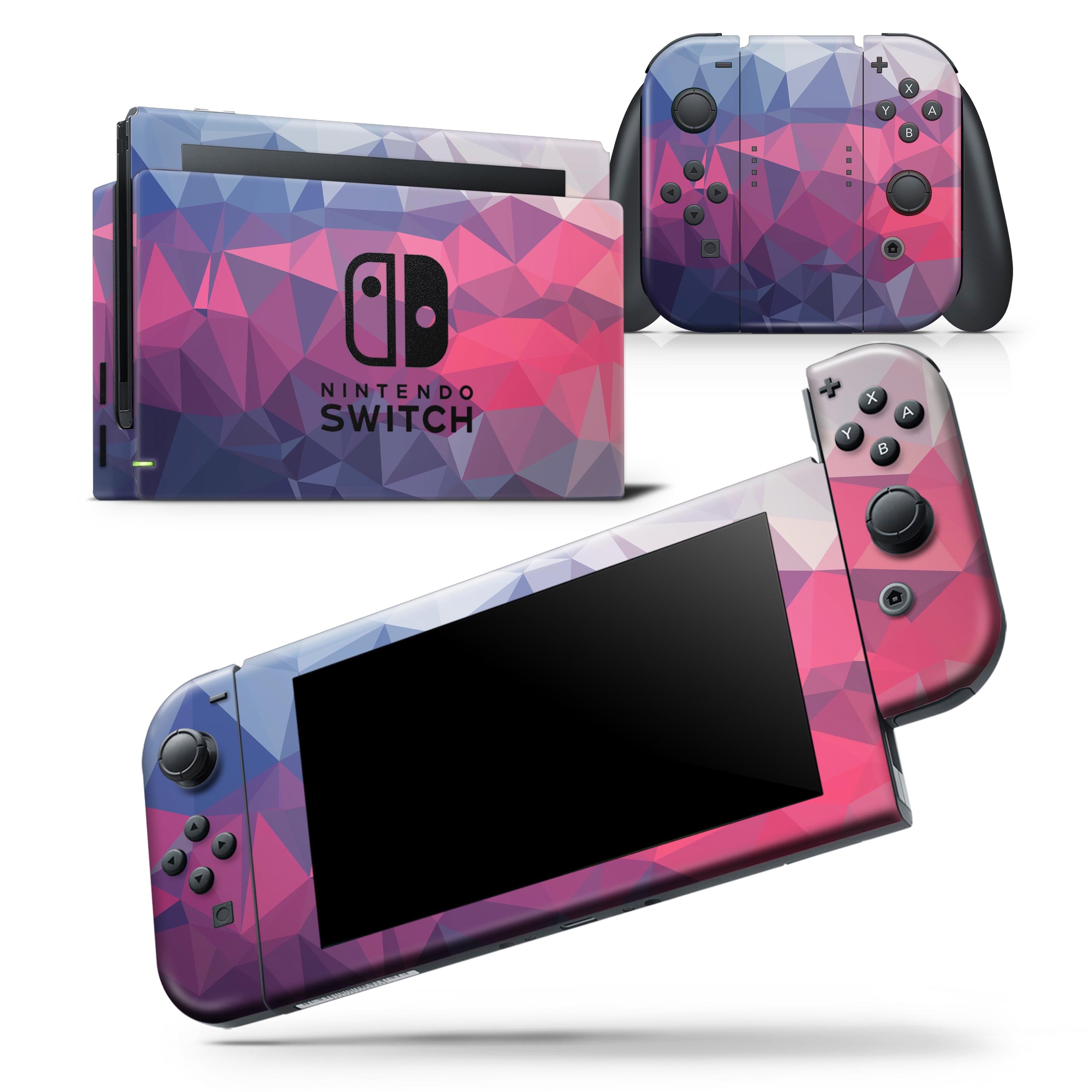 Blue Red Purple Geometric skin wrap decal for Nintendo Switch Lite, showcasing vibrant colors and a sleek design.