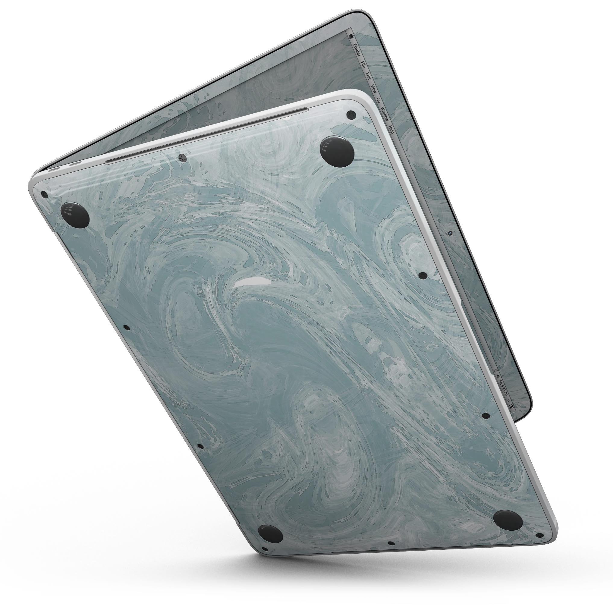 Blue Slate Marble Skin Kit for MacBook Pro with Touch Bar, showcasing a stylish marble design that fits perfectly on the device.