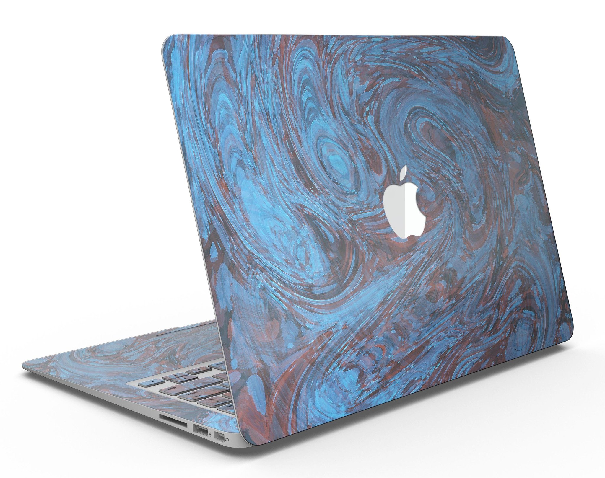 Blue Slate Marble Skin Kit for MacBook Air, showcasing a stylish marble design on a sleek laptop surface.