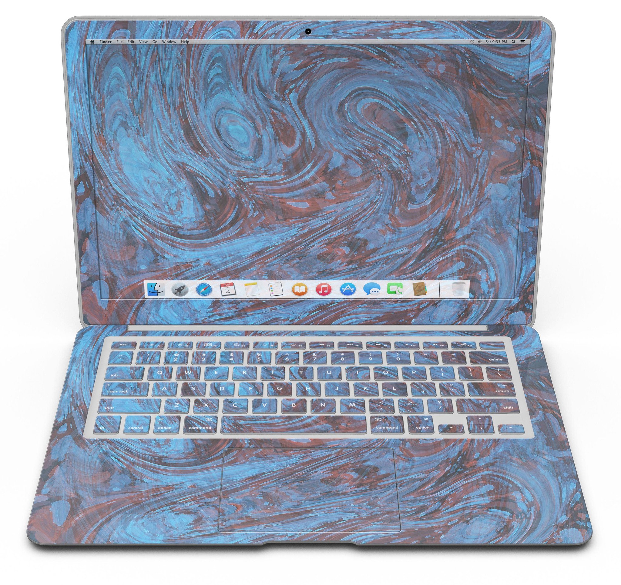 Blue Slate Marble Skin Kit for MacBook Air, showcasing a stylish marble design on a sleek laptop surface.