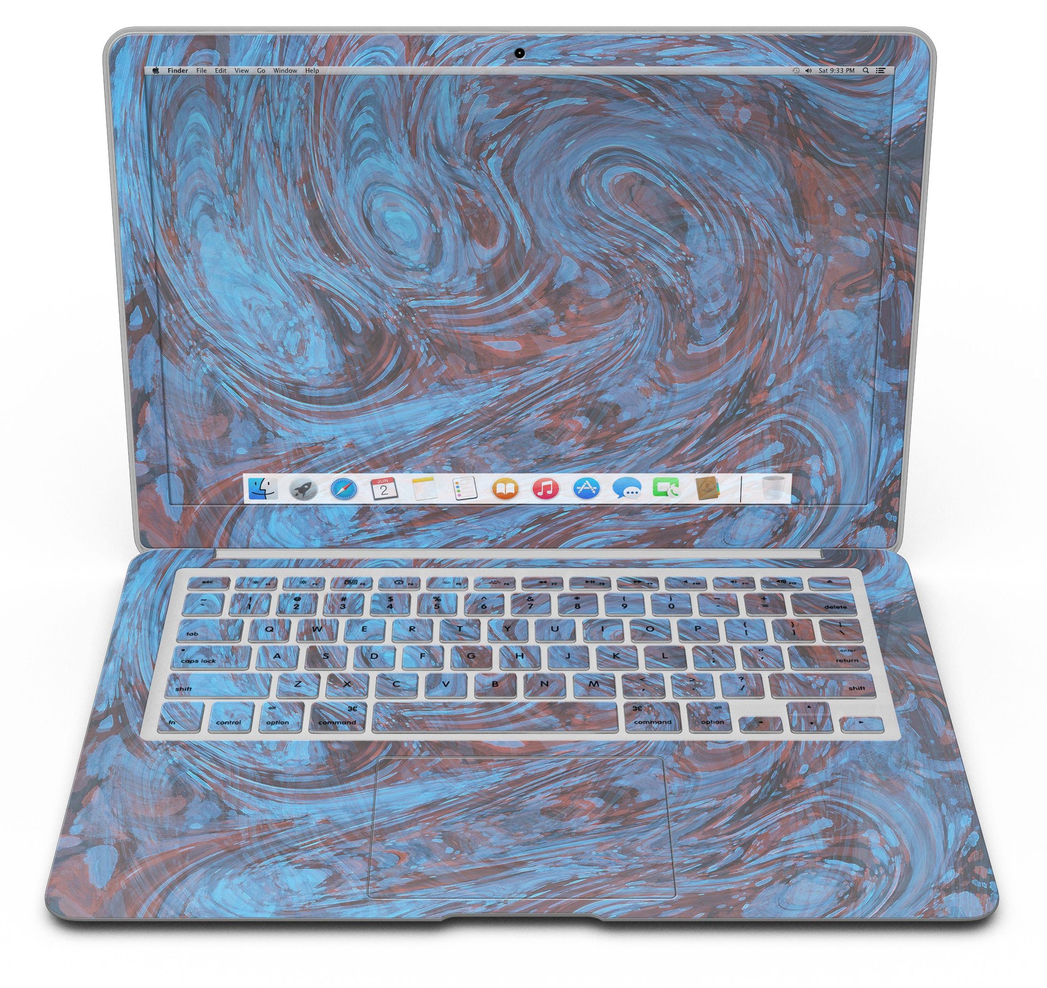 Blue Slate Marble Skin Kit for MacBook Air, showcasing a stylish marble design on a sleek laptop surface.