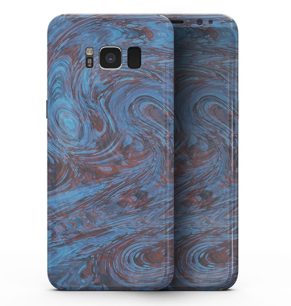 Blue Slate Marble Skin Kit for Samsung Galaxy S8, showcasing a stylish design that fits perfectly on the device.