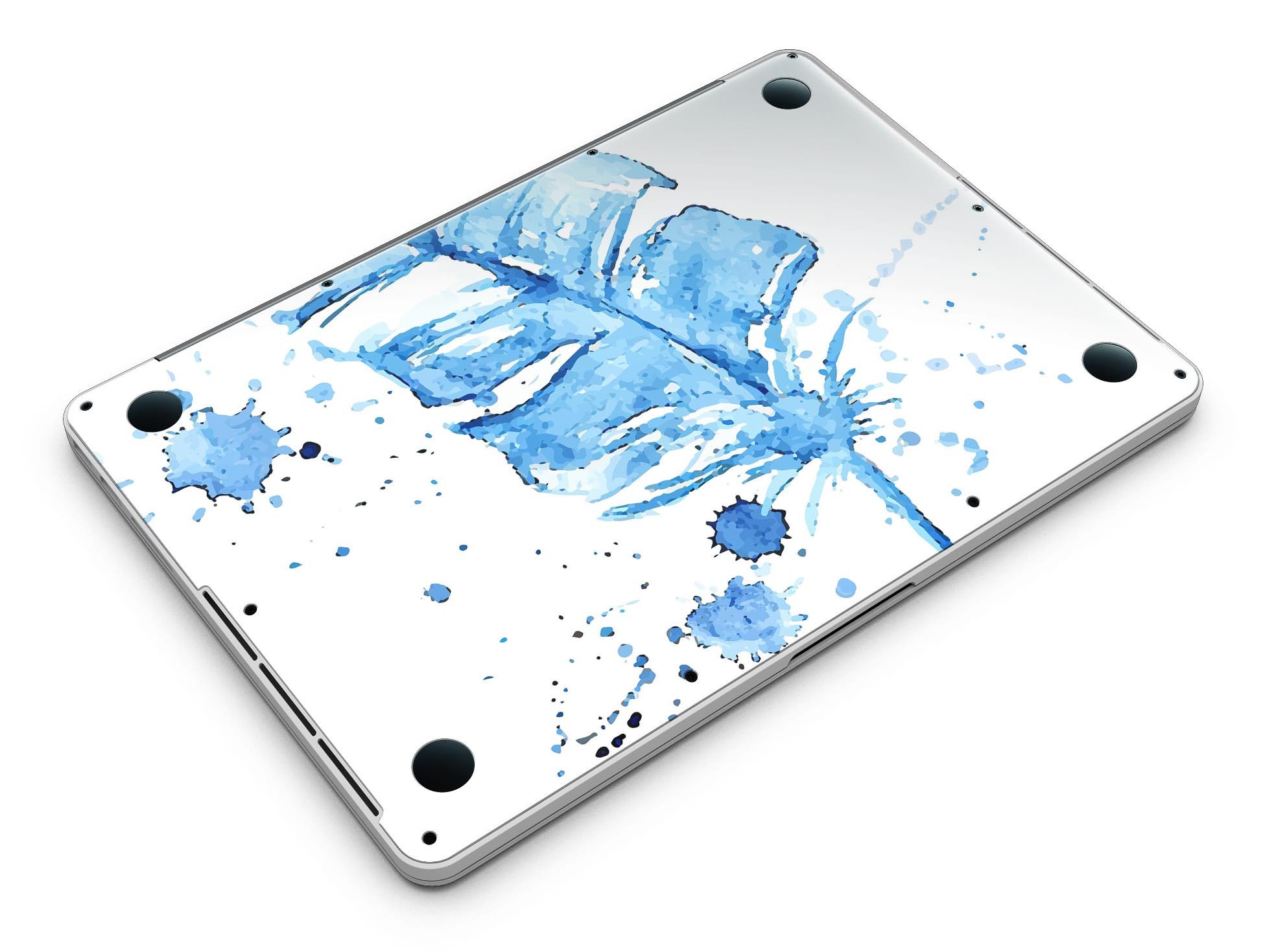Blue Splatter Feather skin for MacBook Pro with Retina Display, showcasing vibrant colors and a sleek design.