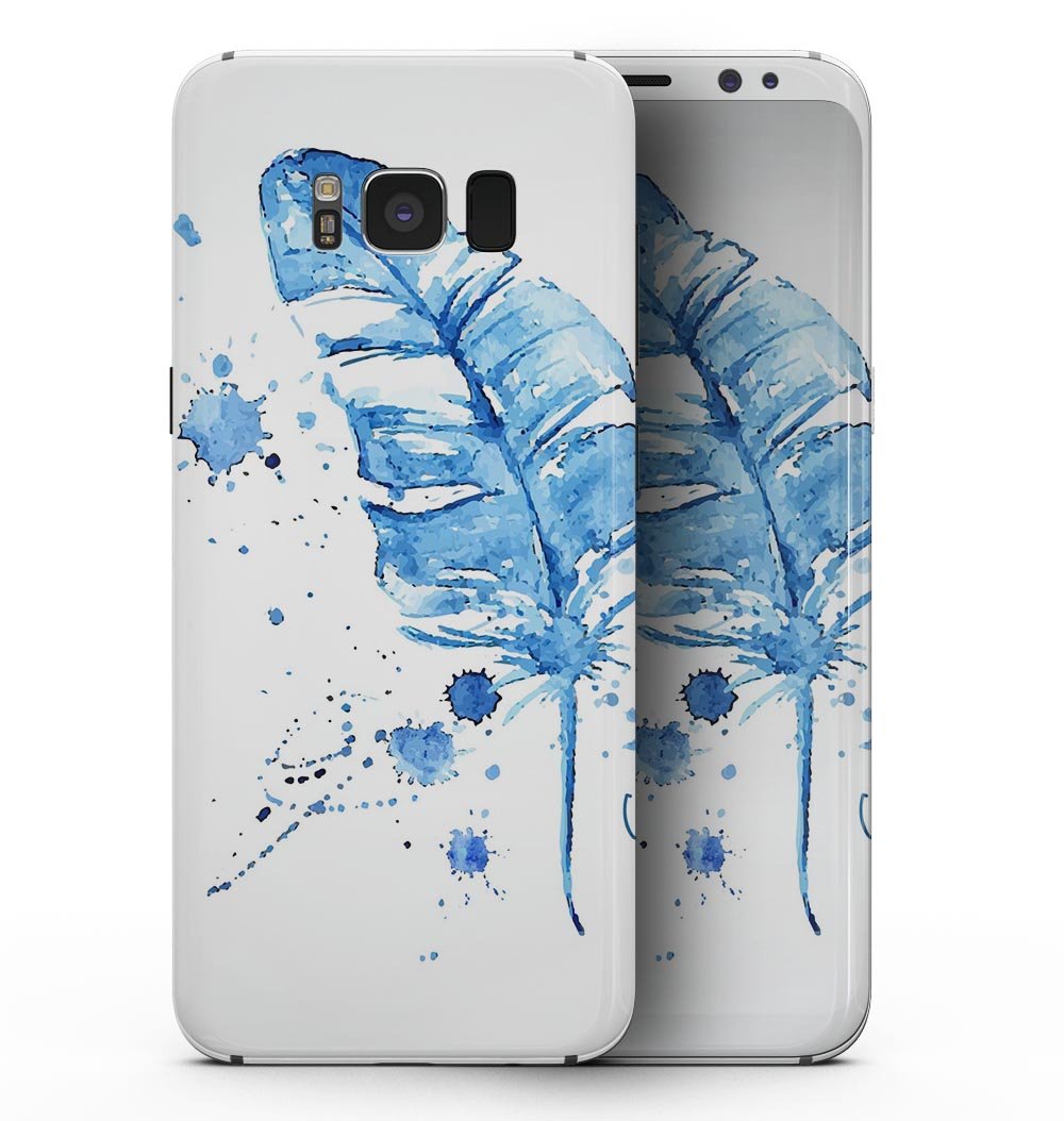 Blue Splatter Feather skin for Samsung Galaxy S8, showcasing vibrant colors and a stylish design that protects the device.