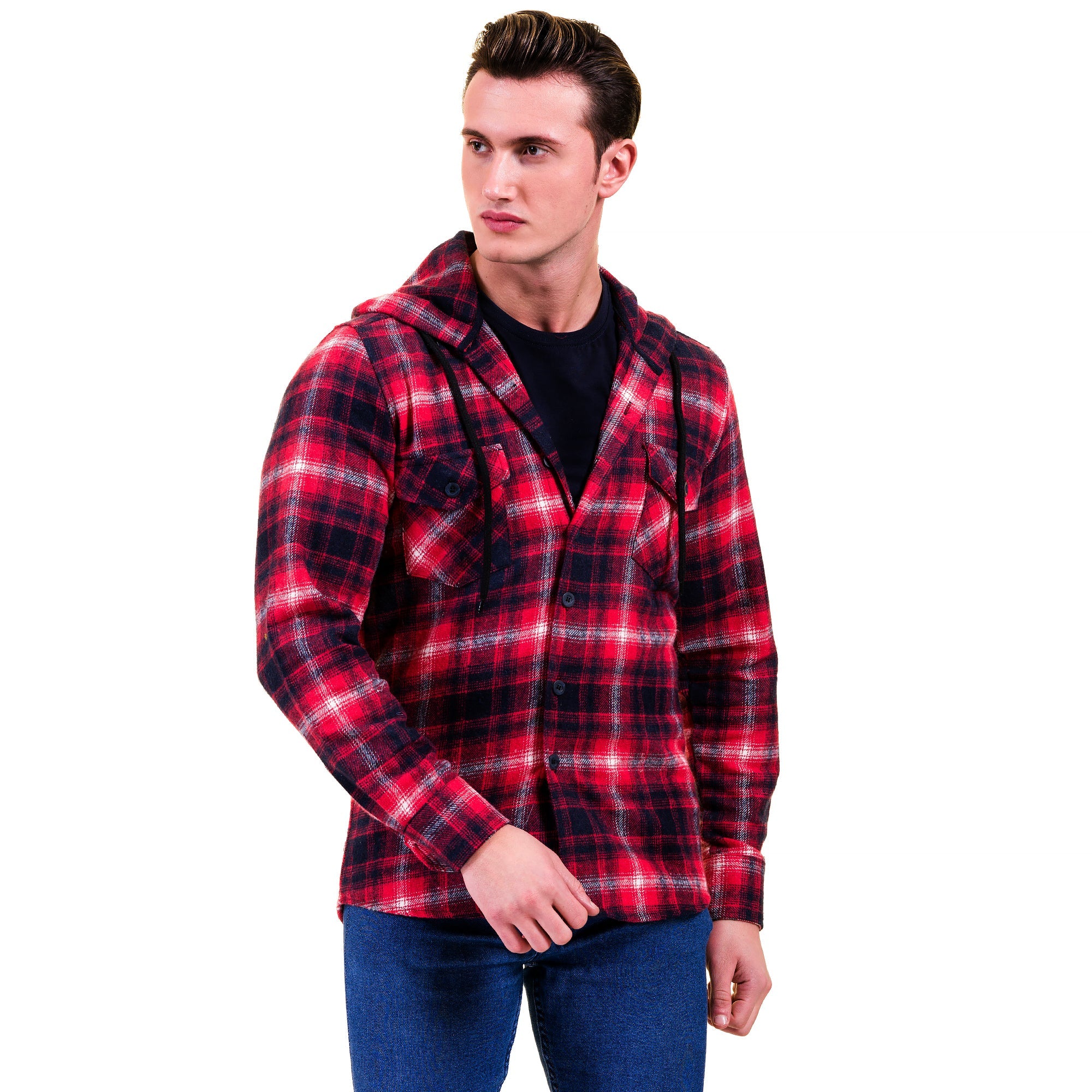 Blue Tan Check European Wool Luxury Zippered Hoodie Sweater featuring a stylish design with a full zip and hoodie, perfect for casual and formal wear.
