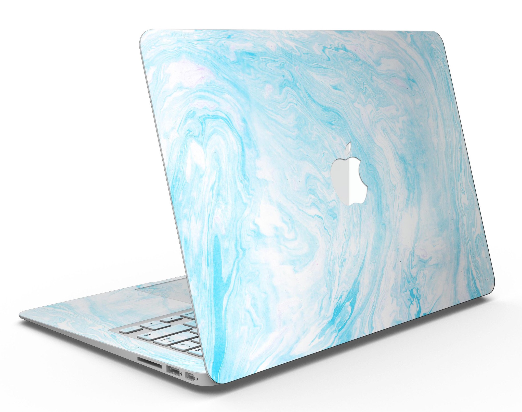 Blue Textured Marble Skin Kit for MacBook Air, showcasing a stylish design that protects the device from scratches.