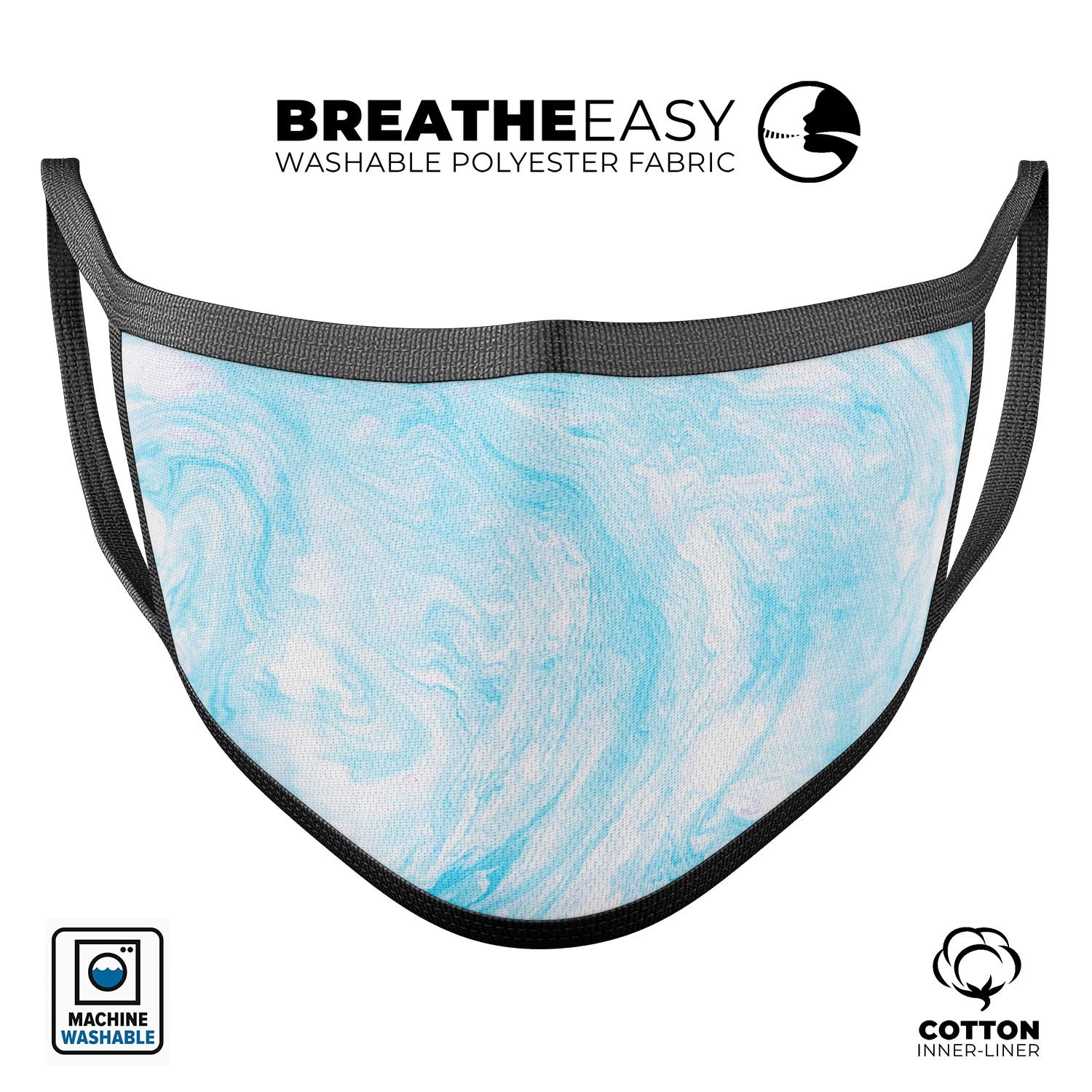 Blue Textured Marble mouth cover, a stylish and comfortable unisex anti-dust cotton mask made in the USA.