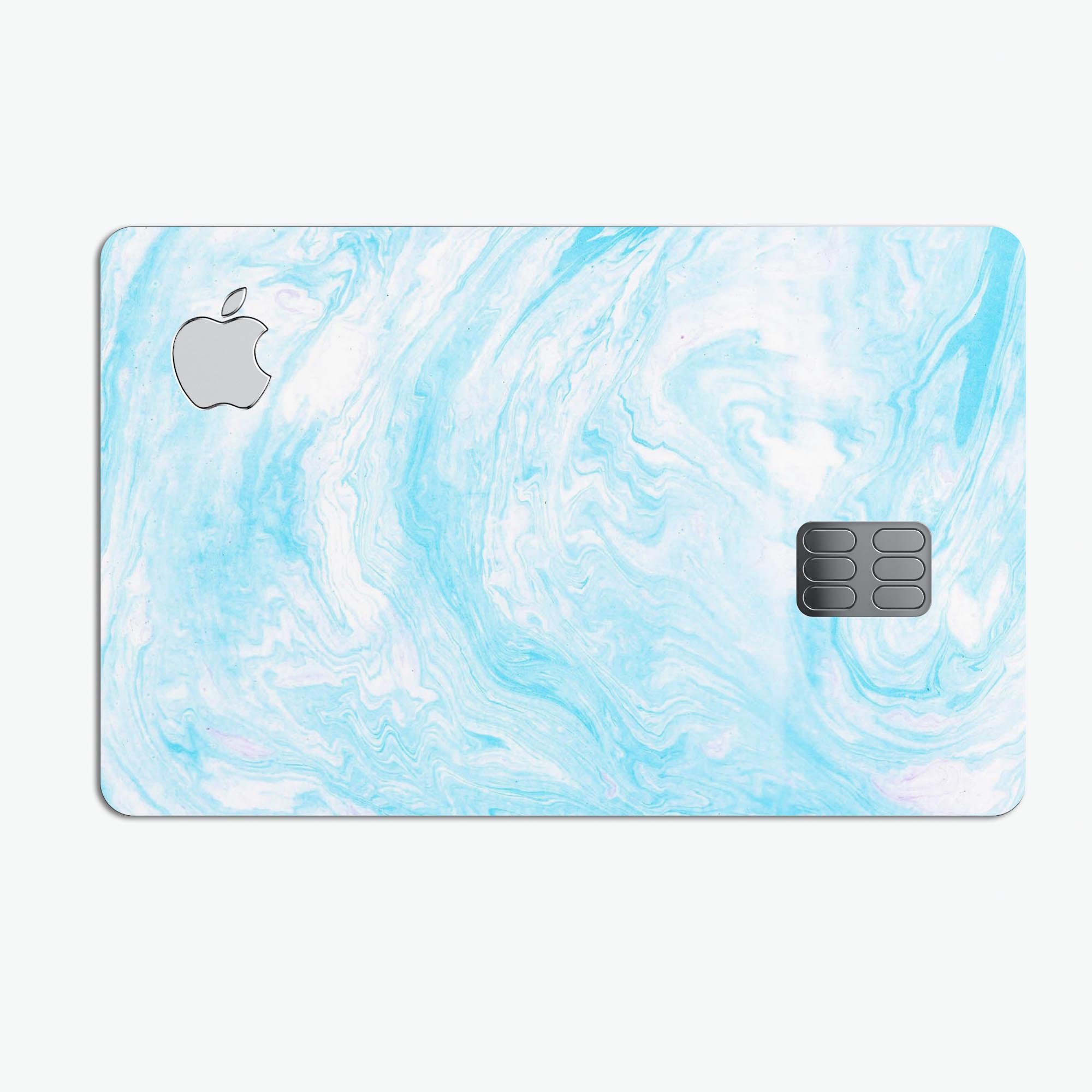 Blue Textured Marble decal skin for Apple Card, showcasing its premium design and protective features.