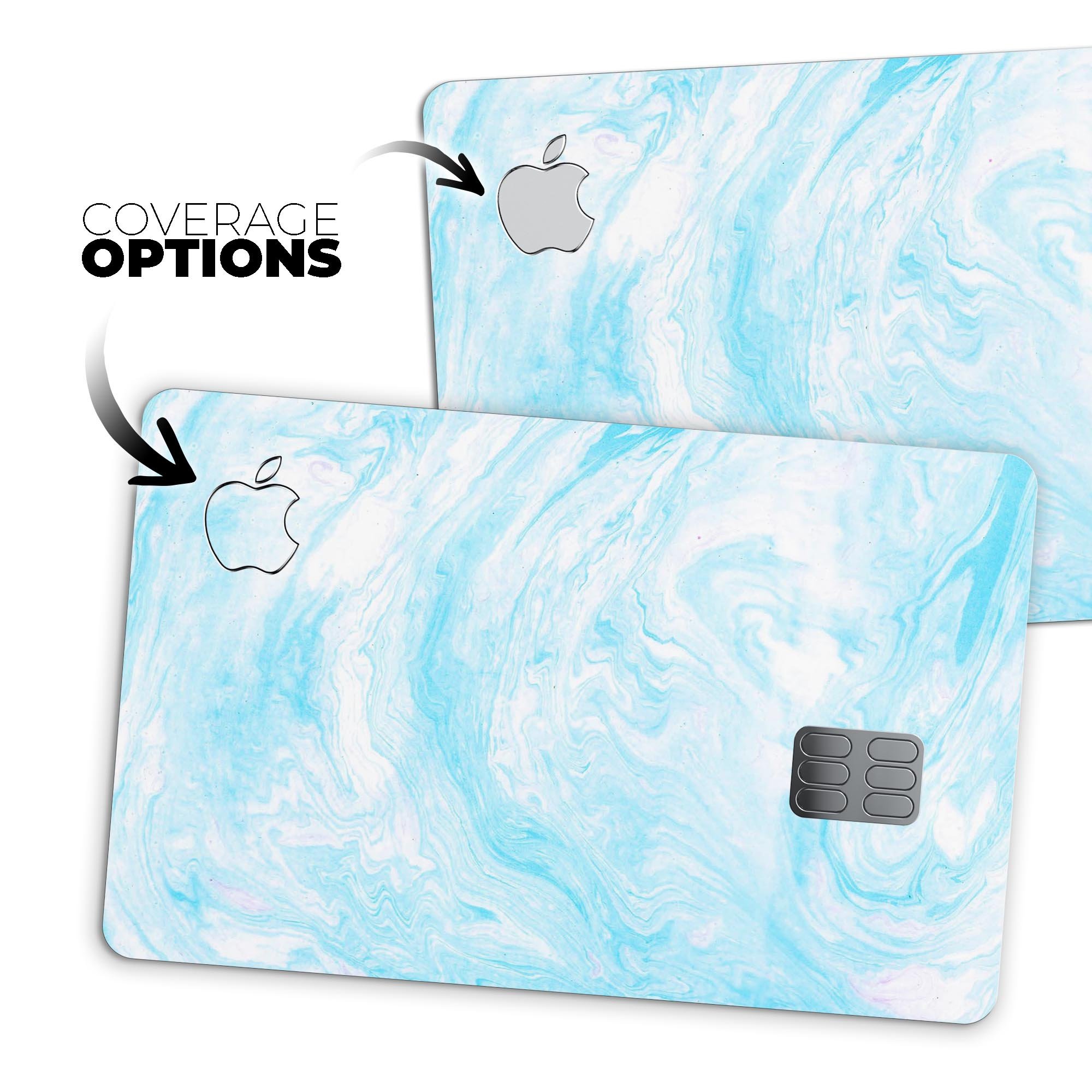 Blue Textured Marble decal skin for Apple Card, showcasing its premium design and protective features.