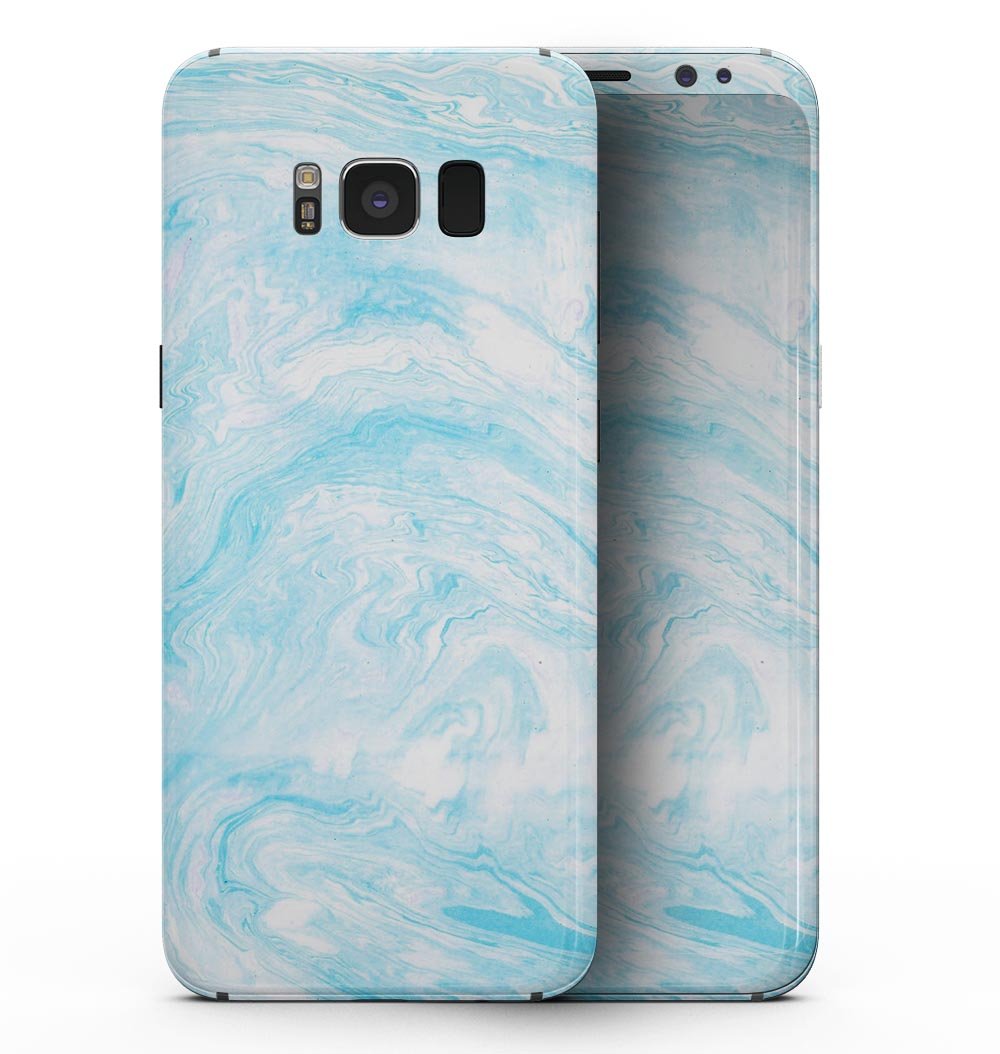 Blue Textured Marble Full-Body Skin Kit for Samsung Galaxy S8, showcasing a stylish design and premium vinyl material.