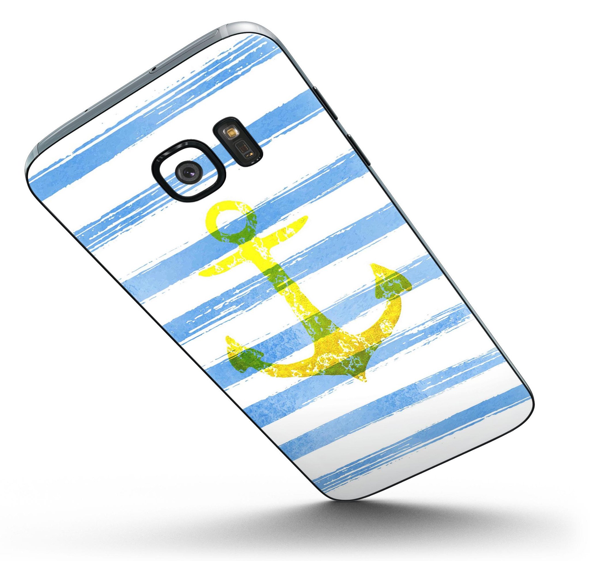 Blue Textured Triangle Pattern Skin-Kit for Samsung Galaxy S7/S7 Edge, showcasing vibrant design and premium vinyl material.