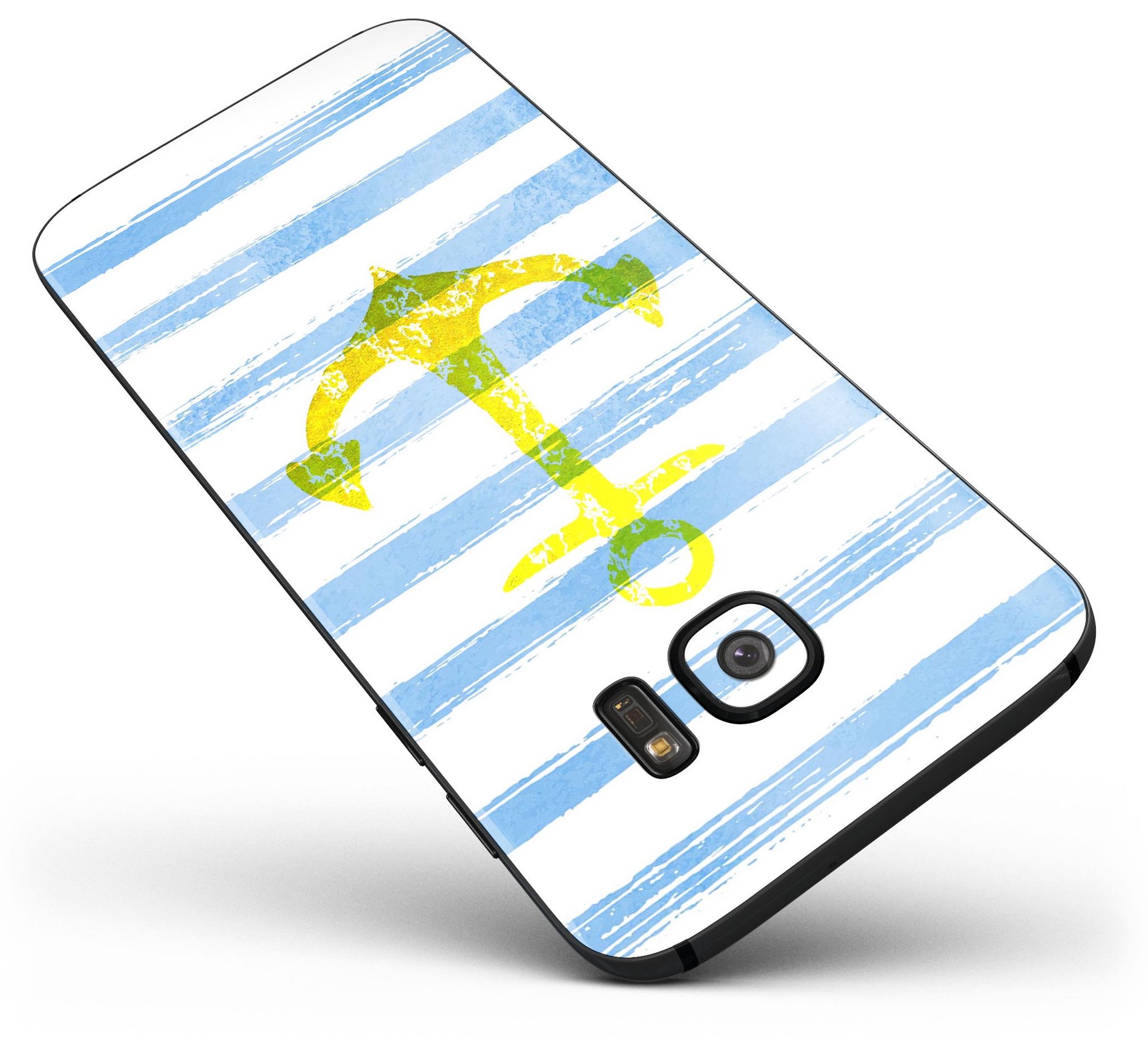 Blue Textured Triangle Pattern Skin-Kit for Samsung Galaxy S7/S7 Edge, showcasing vibrant design and premium vinyl material.