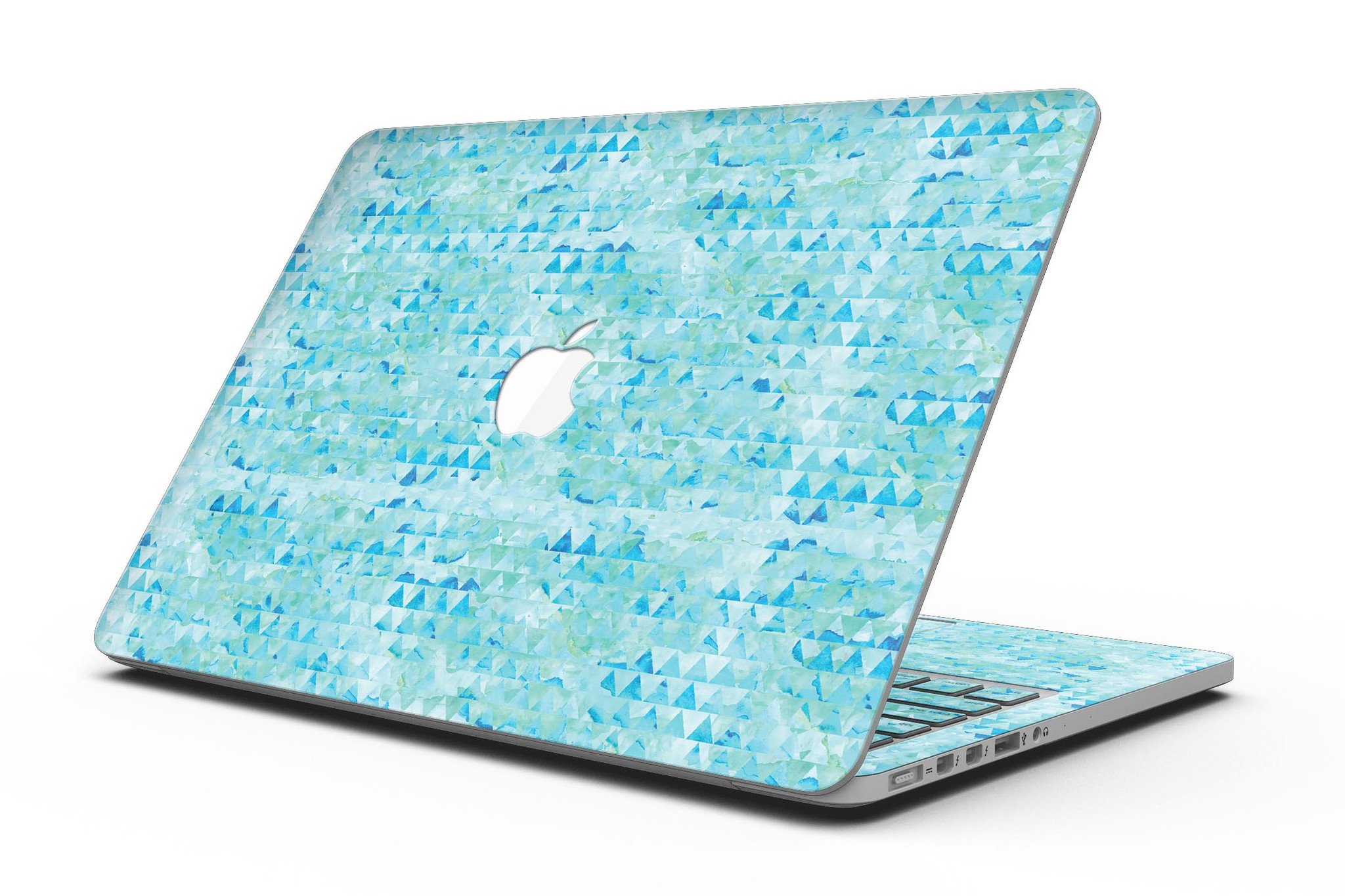 Blue Textured Triangle Pattern skin for MacBook Pro with Retina Display, showcasing a stylish design that protects the device.