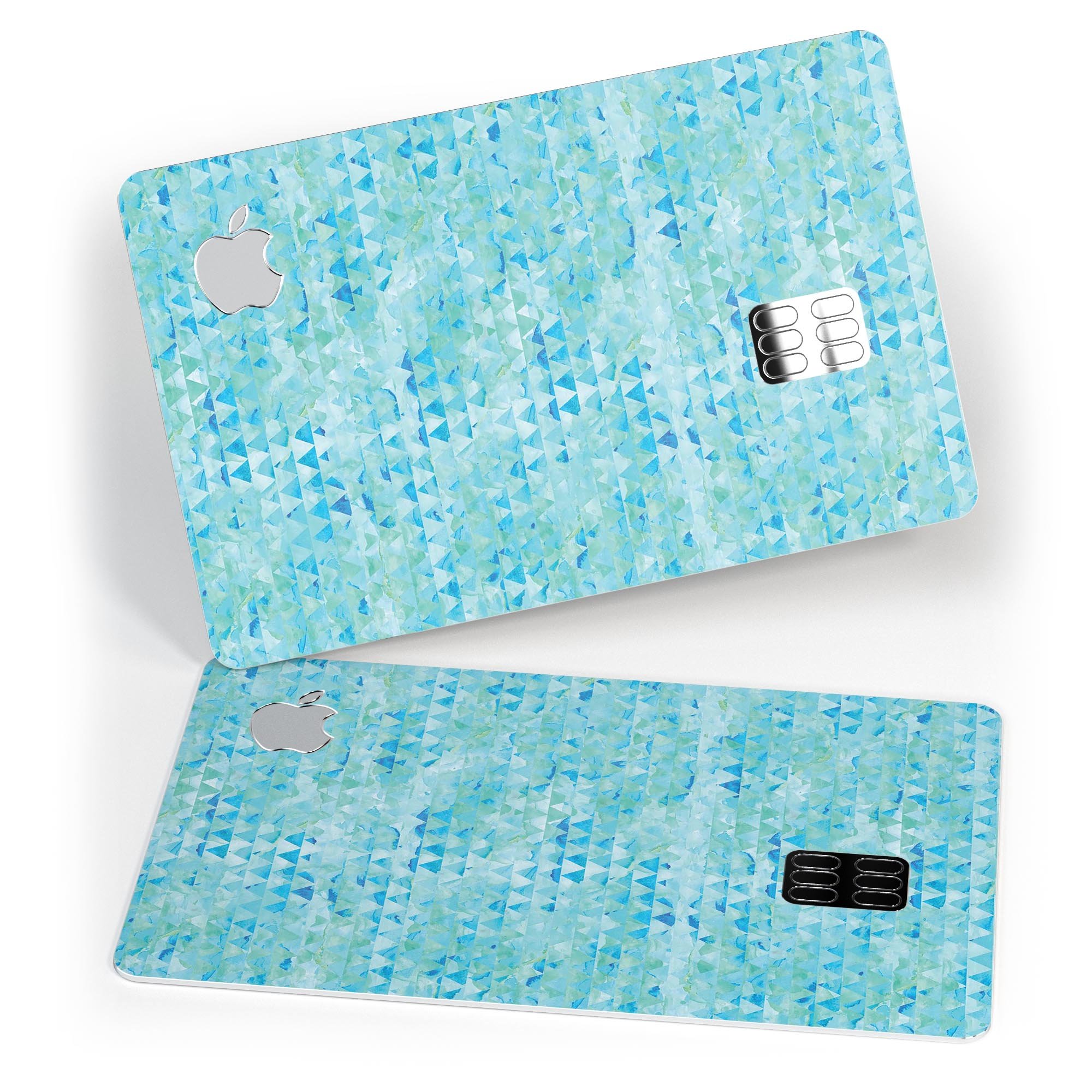 Blue Textured Triangle Pattern decal skin for Apple Card, showcasing a stylish design that offers protection and durability.