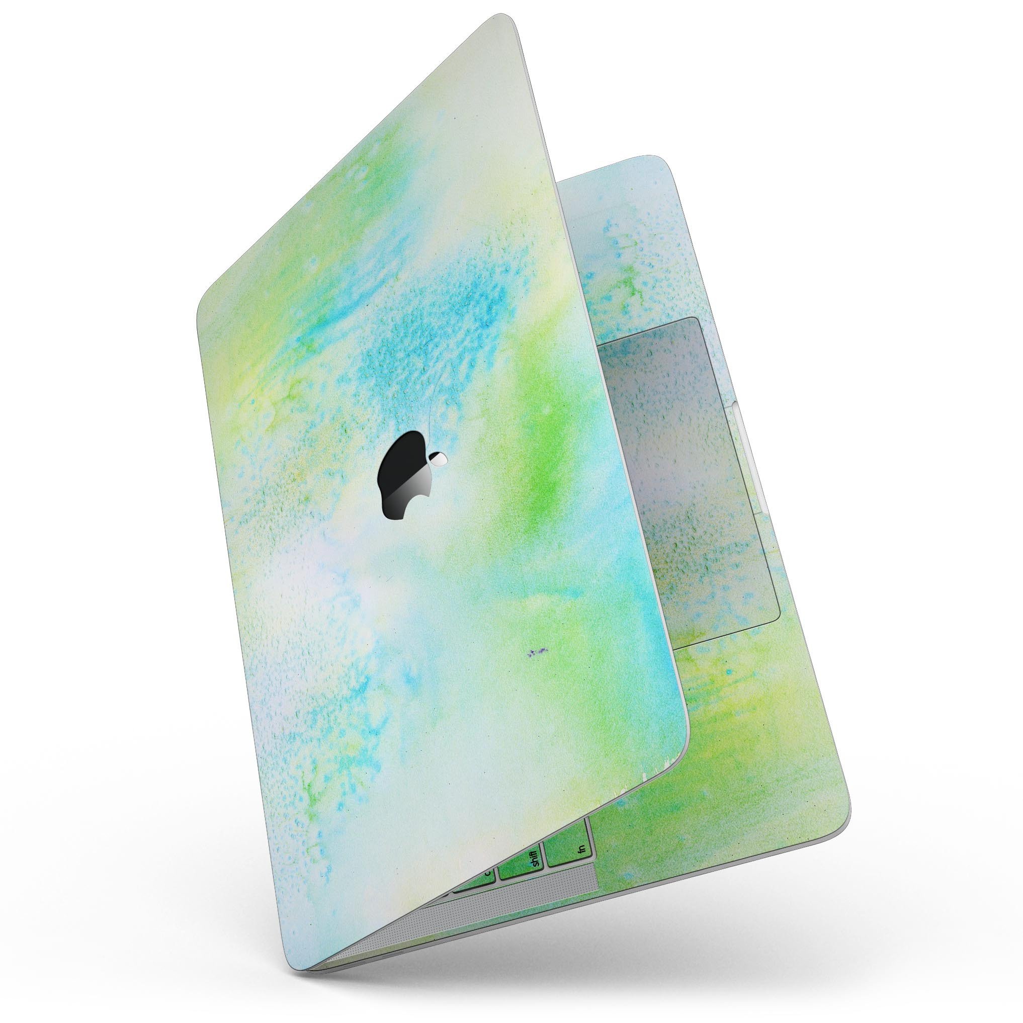Blue to Green 4221 Absorbed Watercolor Texture skin for MacBook Pro, showcasing vibrant colors and artistic design.