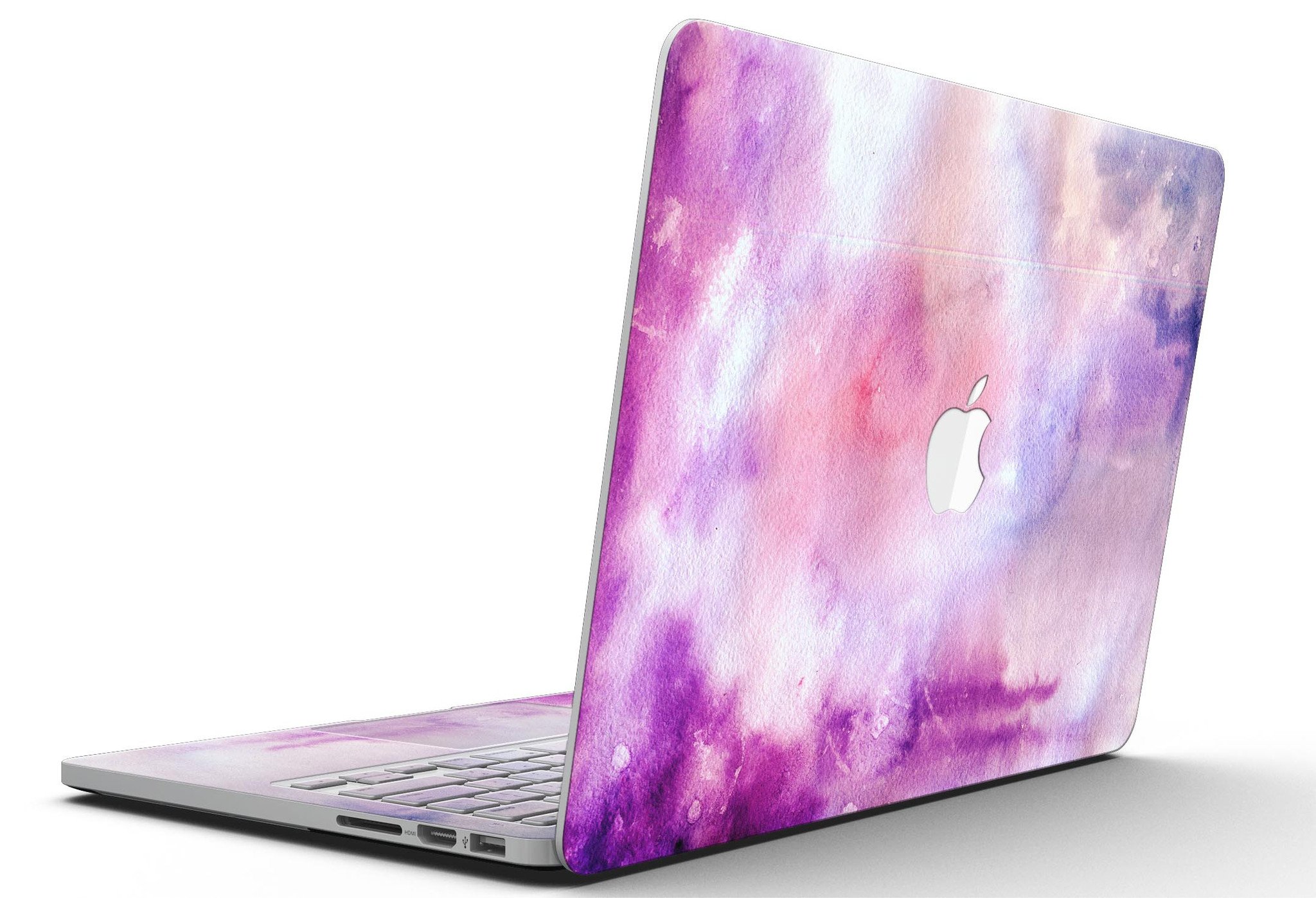 Blue to Purps Absorbed Watercolor Texture skin for MacBook Pro with Retina Display, showcasing vibrant colors and a sleek design.