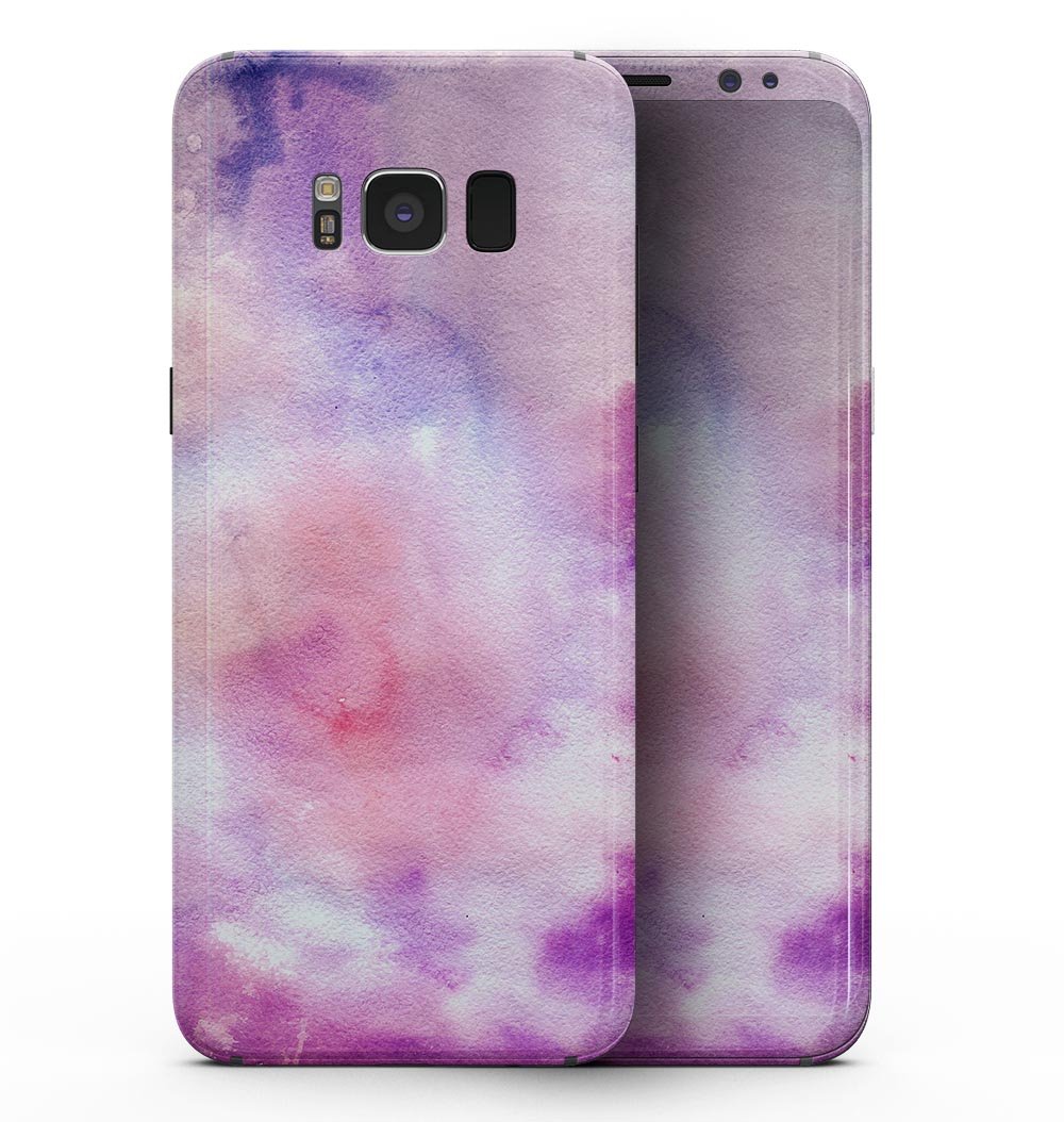Samsung Galaxy S8 with Blue to Purps Absorbed Watercolor Texture skin, showcasing vibrant colors and a sleek design.