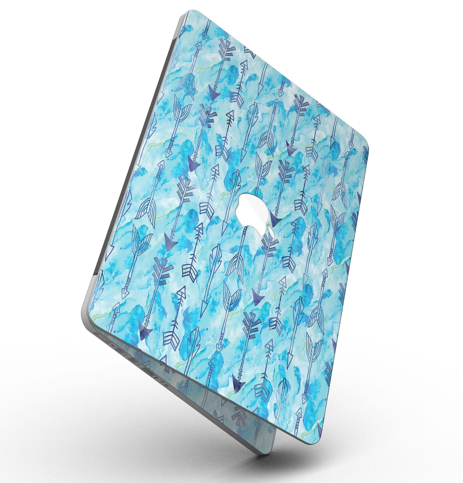 Blue Tribal Arrow Pattern skin for MacBook Pro with Retina Display, showcasing vibrant tribal design and premium vinyl material.