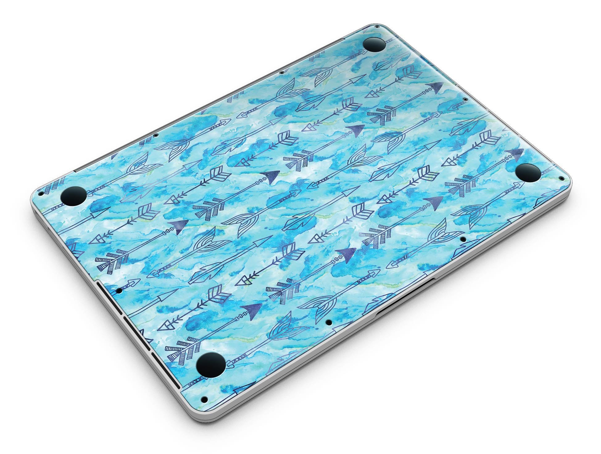 Blue Tribal Arrow Pattern skin for MacBook Pro with Retina Display, showcasing vibrant tribal design and premium vinyl material.