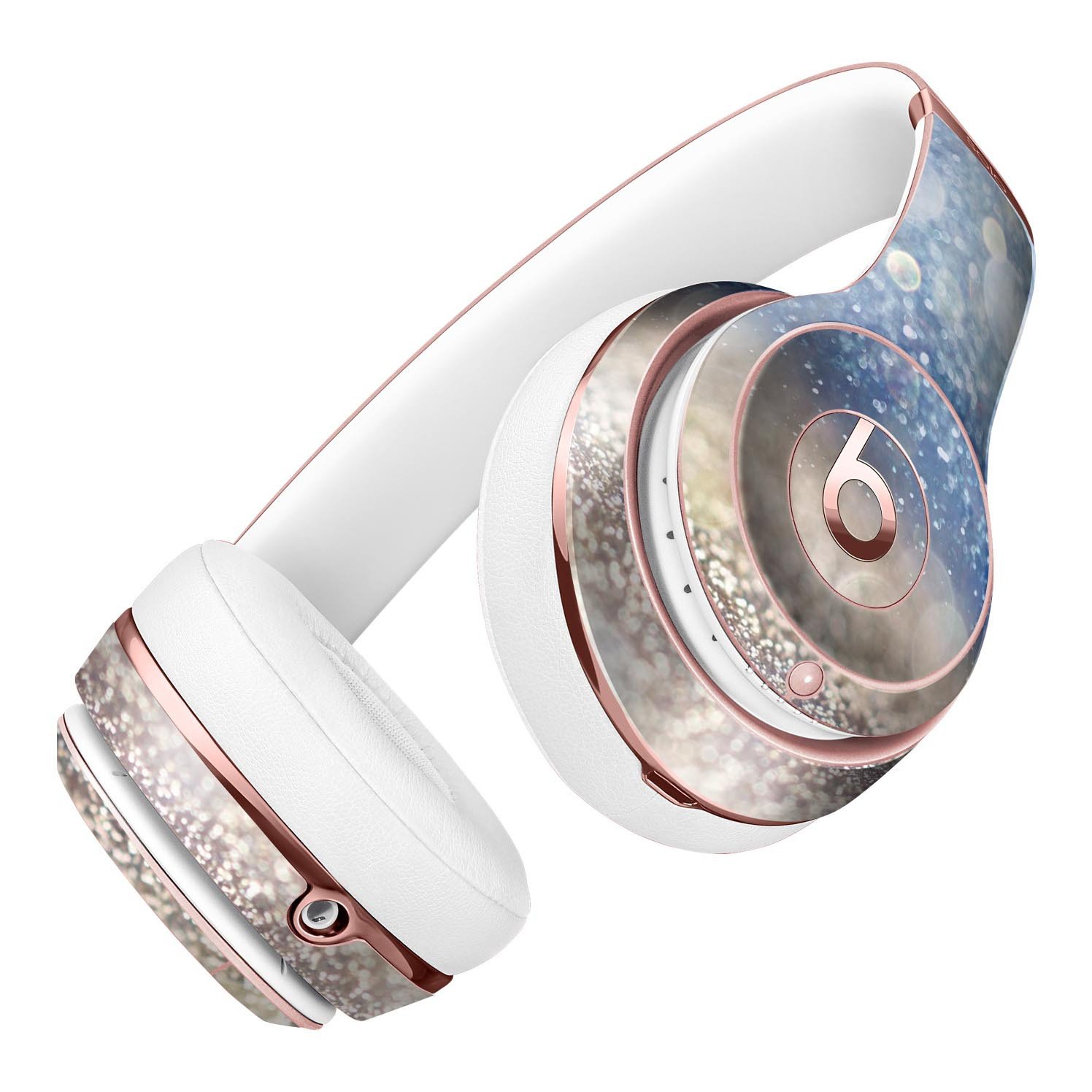 Blue Unfocused Silver Sparkle Full-Body Skin Kit for Beats by Dre Solo 3 Wireless Headphones, showcasing a stylish design and premium vinyl material.