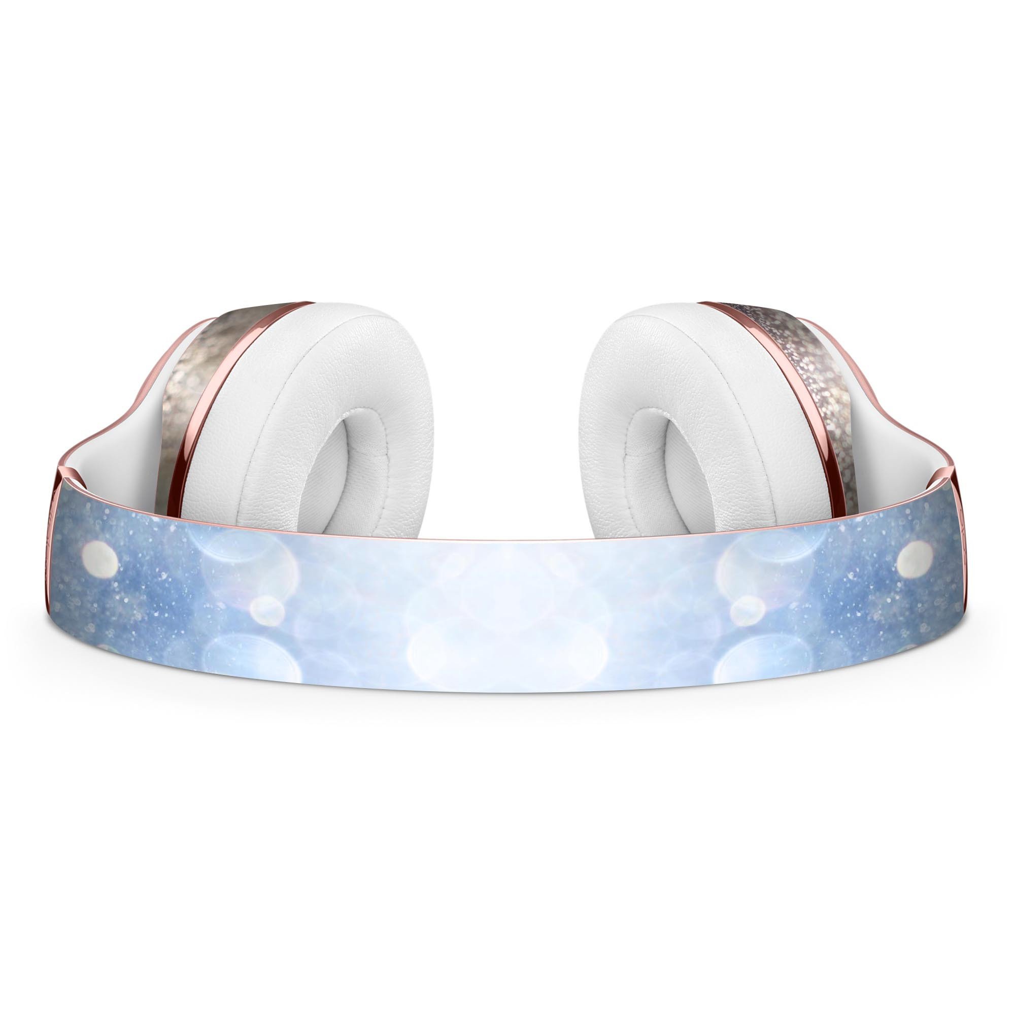 Blue Unfocused Silver Sparkle Full-Body Skin Kit for Beats by Dre Solo 3 Wireless Headphones, showcasing a stylish design and premium vinyl material.
