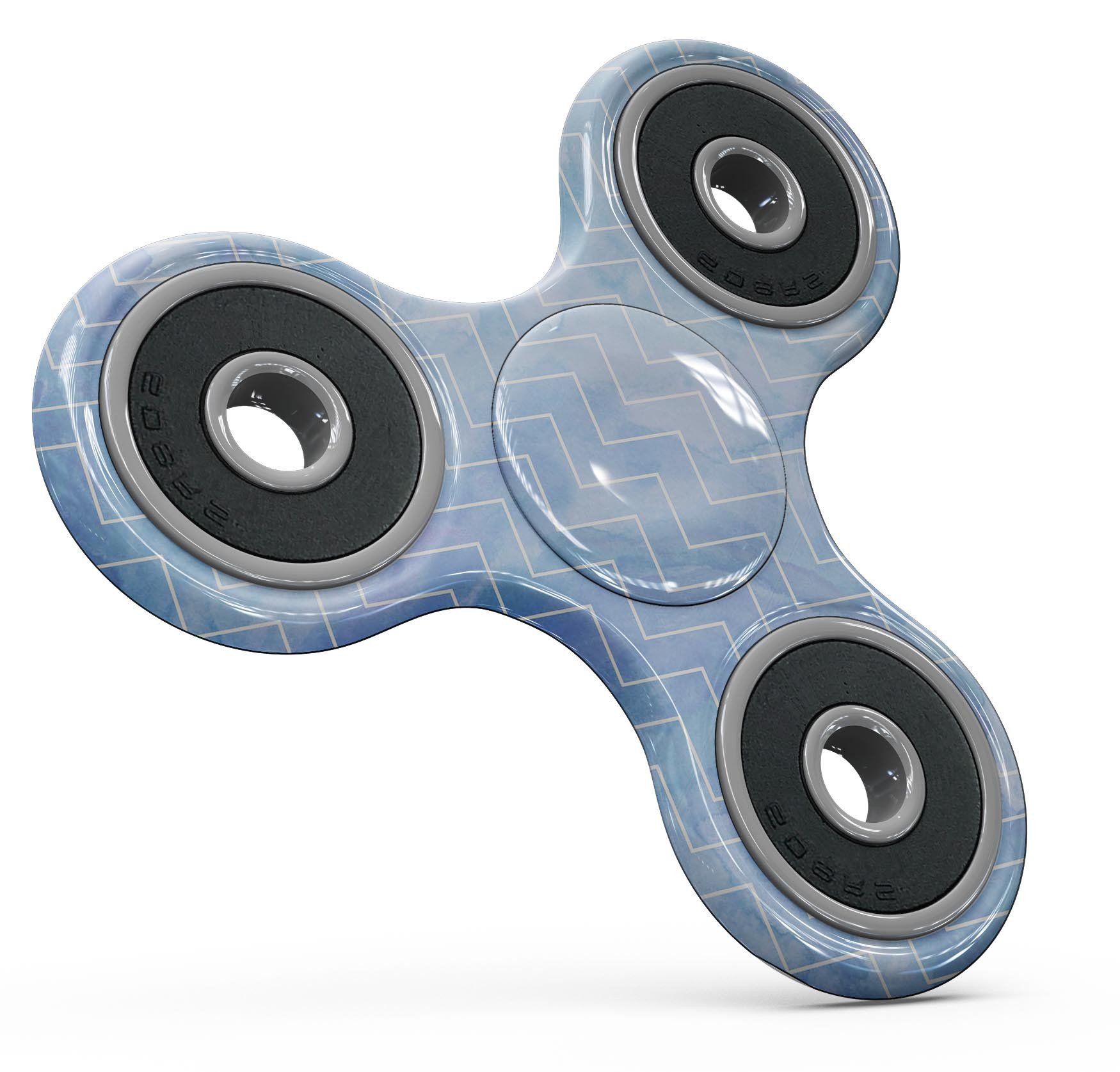Blue Watercolor Chevron Full-Body Skin-Kit for fidget spinner, showcasing vibrant colors and unique chevron pattern.