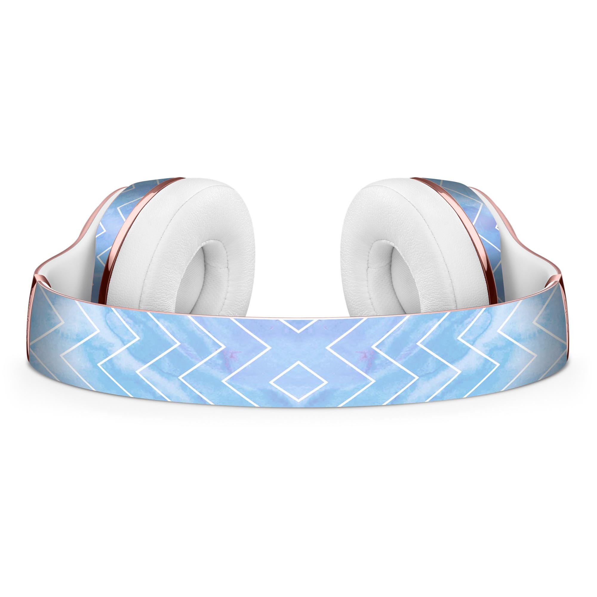 Blue Watercolor Chevron Skin Kit for Beats by Dre Solo 3, showcasing vibrant colors and precise cutouts for a perfect fit.