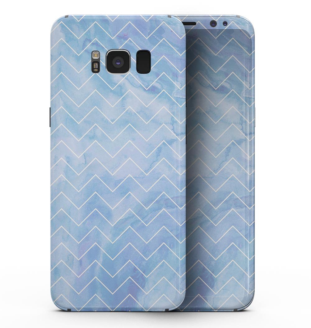 Blue Watercolor Chevron skin for Samsung Galaxy S8, showcasing vibrant colors and unique chevron pattern.