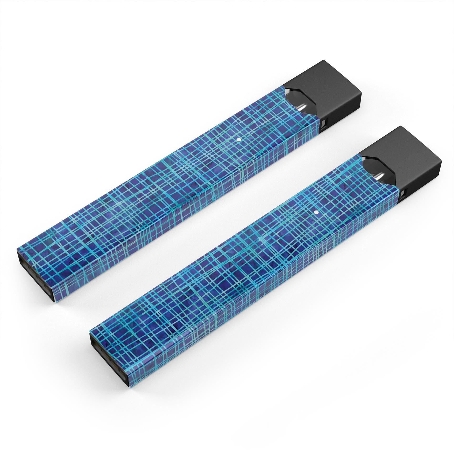 Blue Watercolor Cross Hatch skin wrap for JUUL vaping device, showcasing vibrant colors and a stylish design.