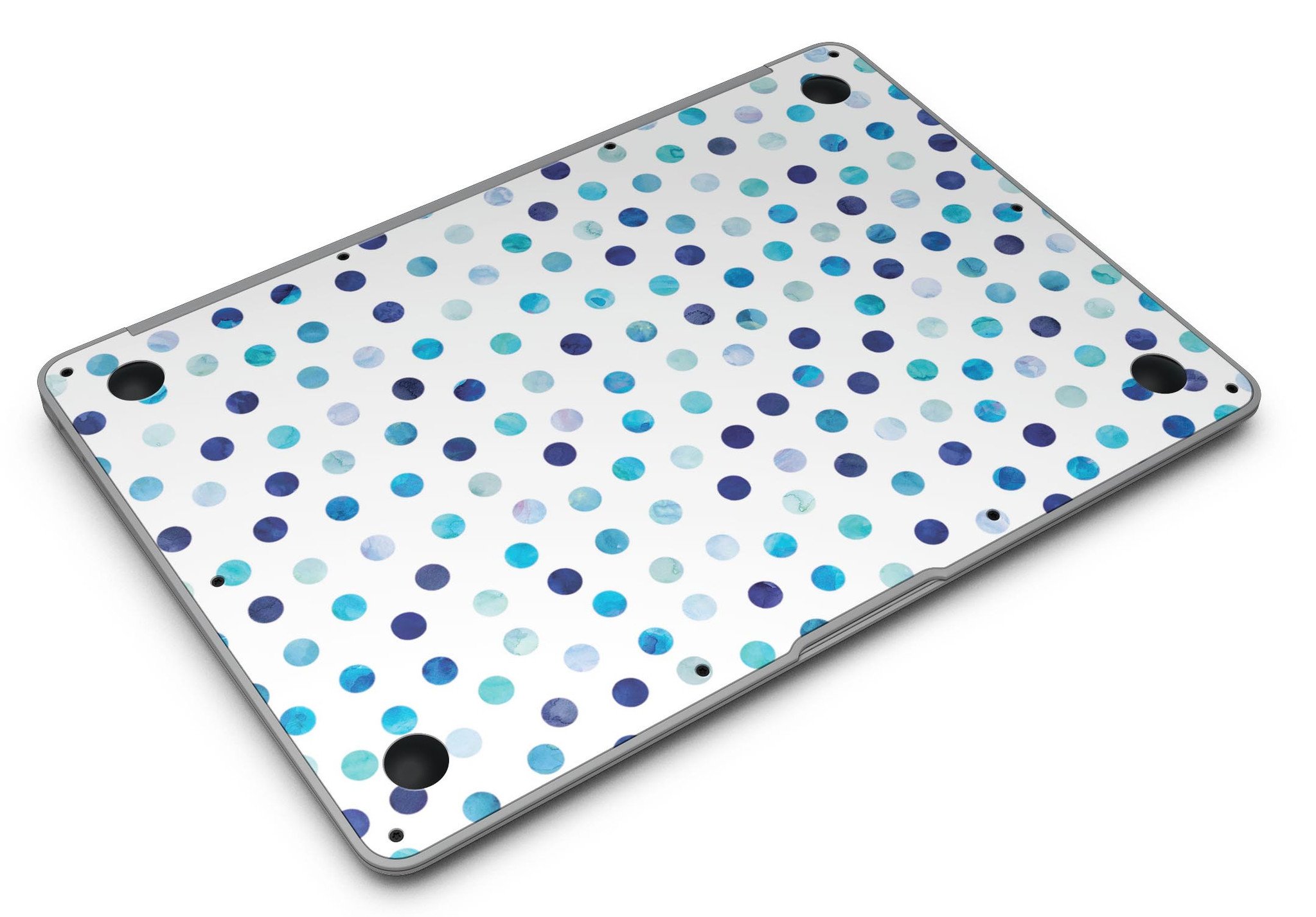 Blue Watercolor Dots skin for MacBook Air, featuring a stylish design on a white background, providing protection and personalization.