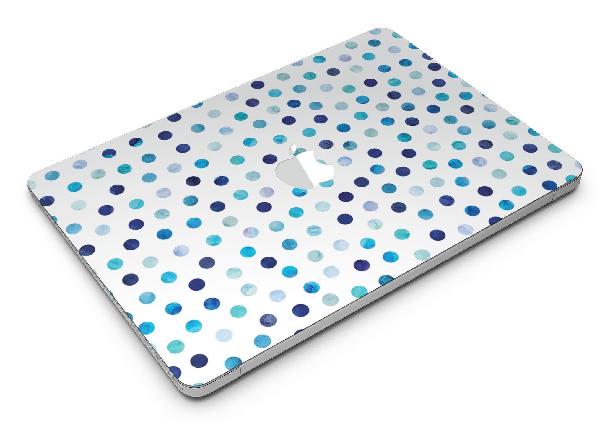Blue Watercolor Dots skin for MacBook Air, featuring a stylish design on a white background, providing protection and personalization.