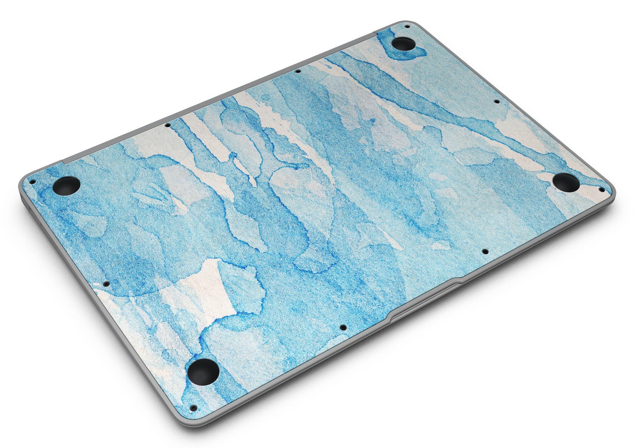 Blue Watercolor Drizzle MacBook Air Skin Kit showcasing vibrant watercolor design on premium vinyl.