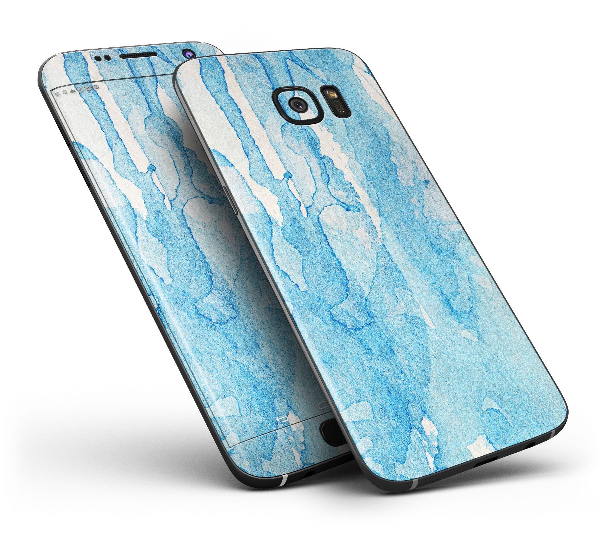 Blue WaterColor Follow Your Dreams Skin-Kit for Samsung Galaxy S7 and S7 Edge, showcasing vibrant colors and premium vinyl material.