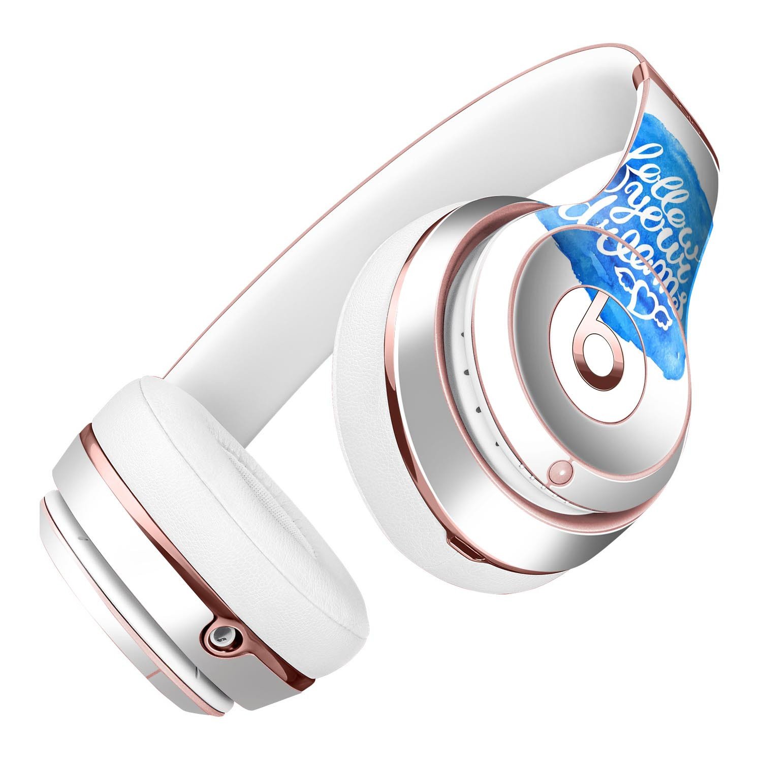 Blue WaterColor Follow Your Dreams Full-Body Skin Kit for Beats by Dre Solo 3 Wireless Headphones, showcasing vibrant colors and artistic design.